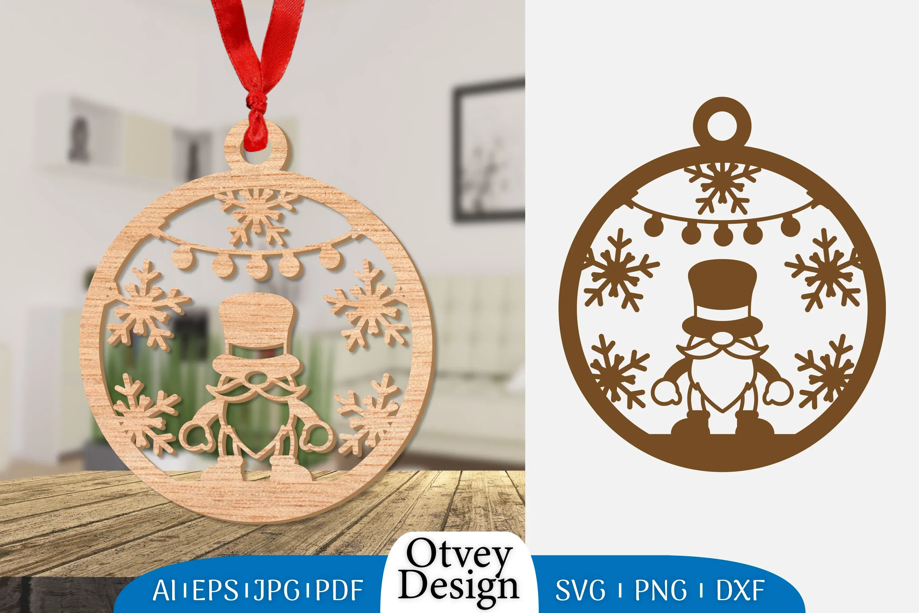 Christmas Gnome Ornament Lasercut SVG Bundle