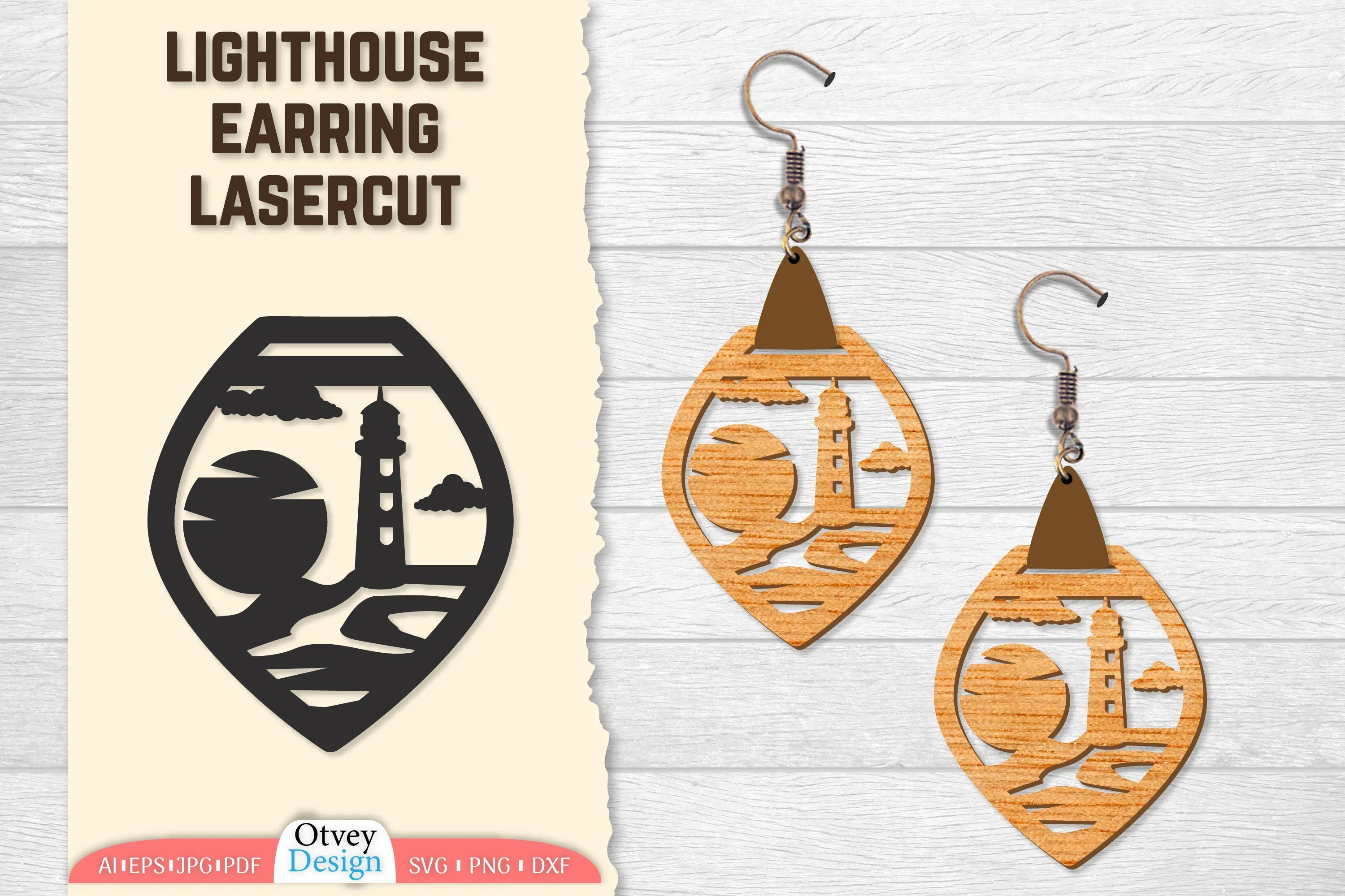 Lighthouse Earring Lasercut SVG Bundle