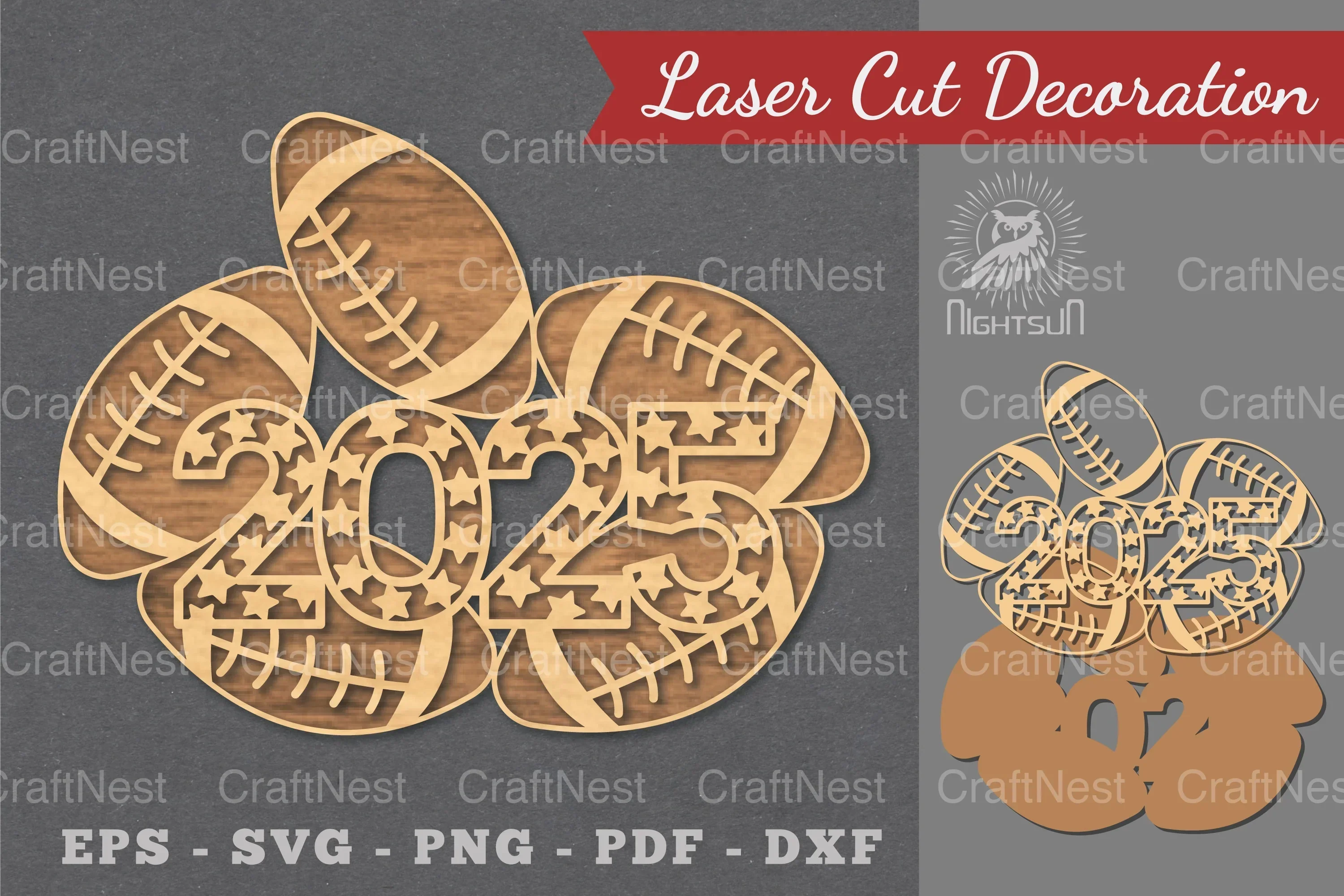 2025 American Football Laser Cut Decoration Bundle
