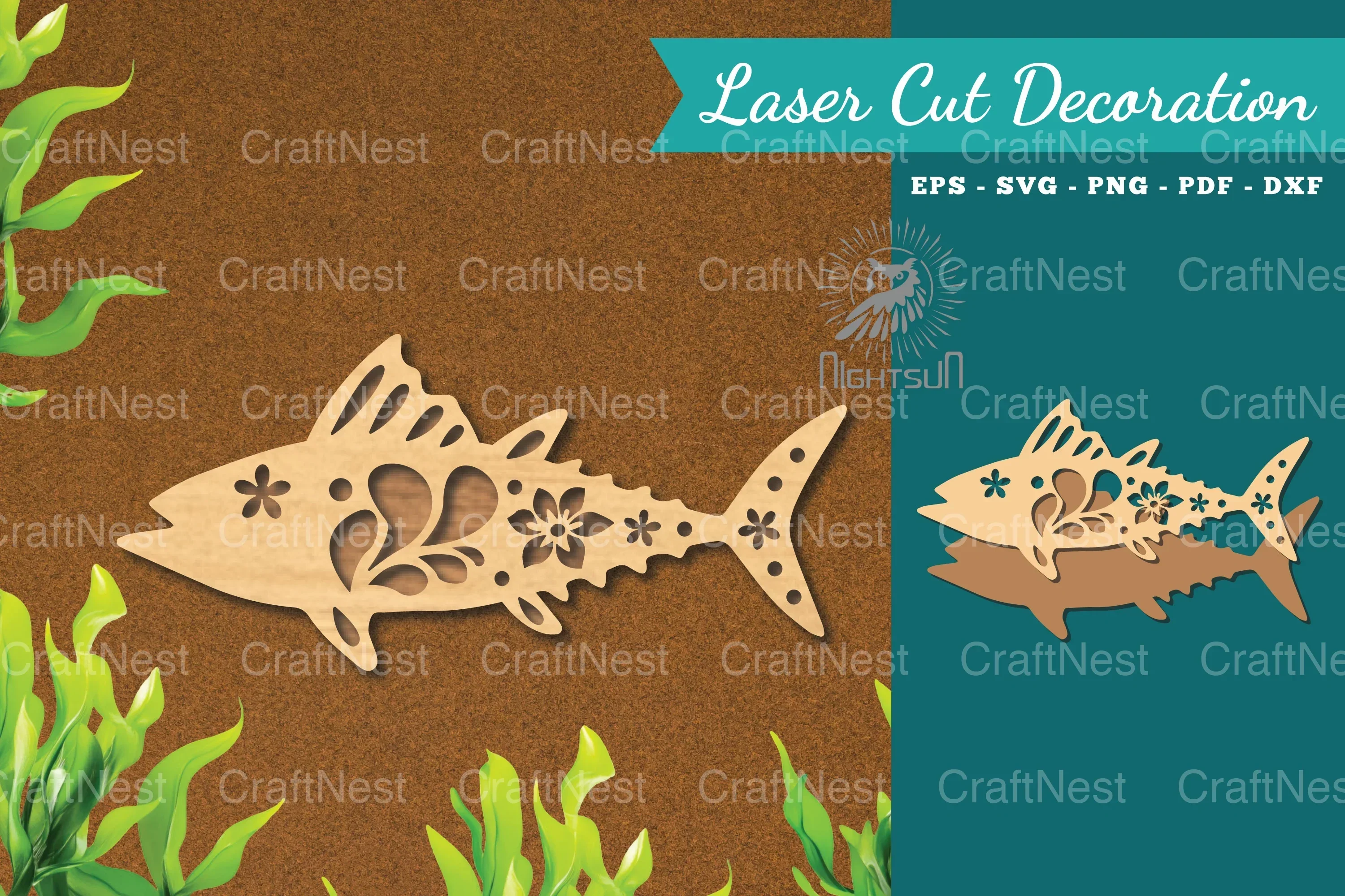 3600 Flowers Fish Laser Cut Decoration Clipart Bundle