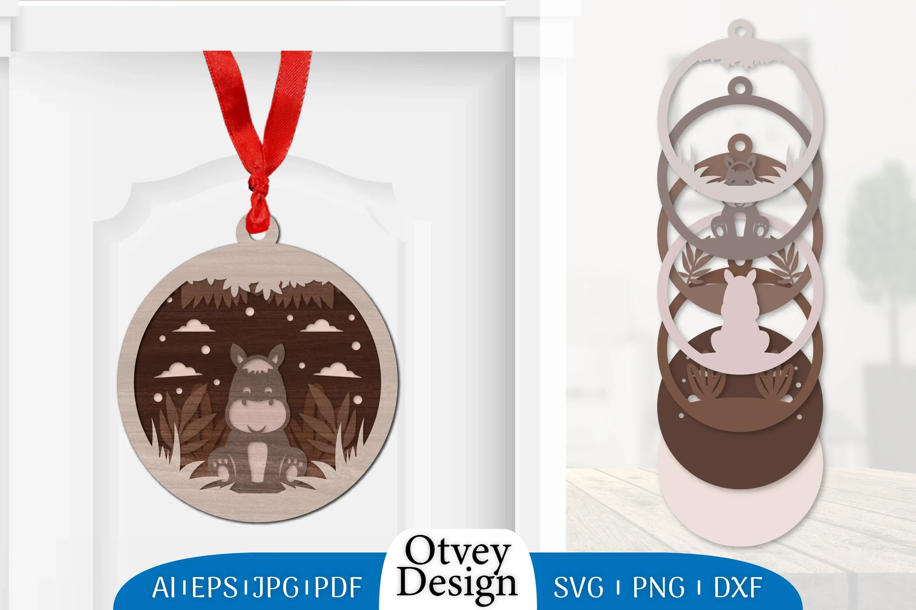 3D Animal Ornament Layered Lasercut SVG Bundle