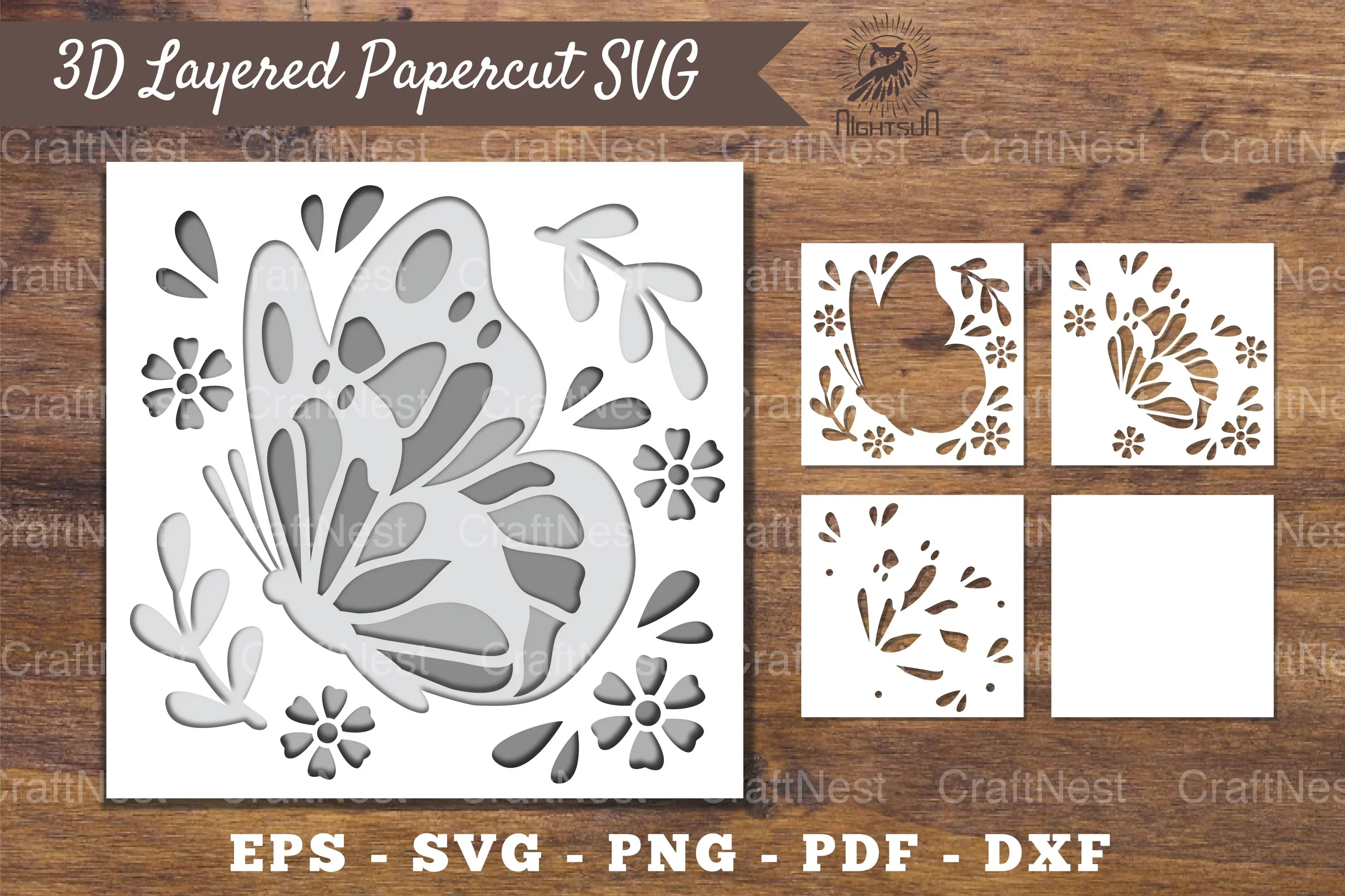 3D Butterfly Layered Papercut Clipart Bundle