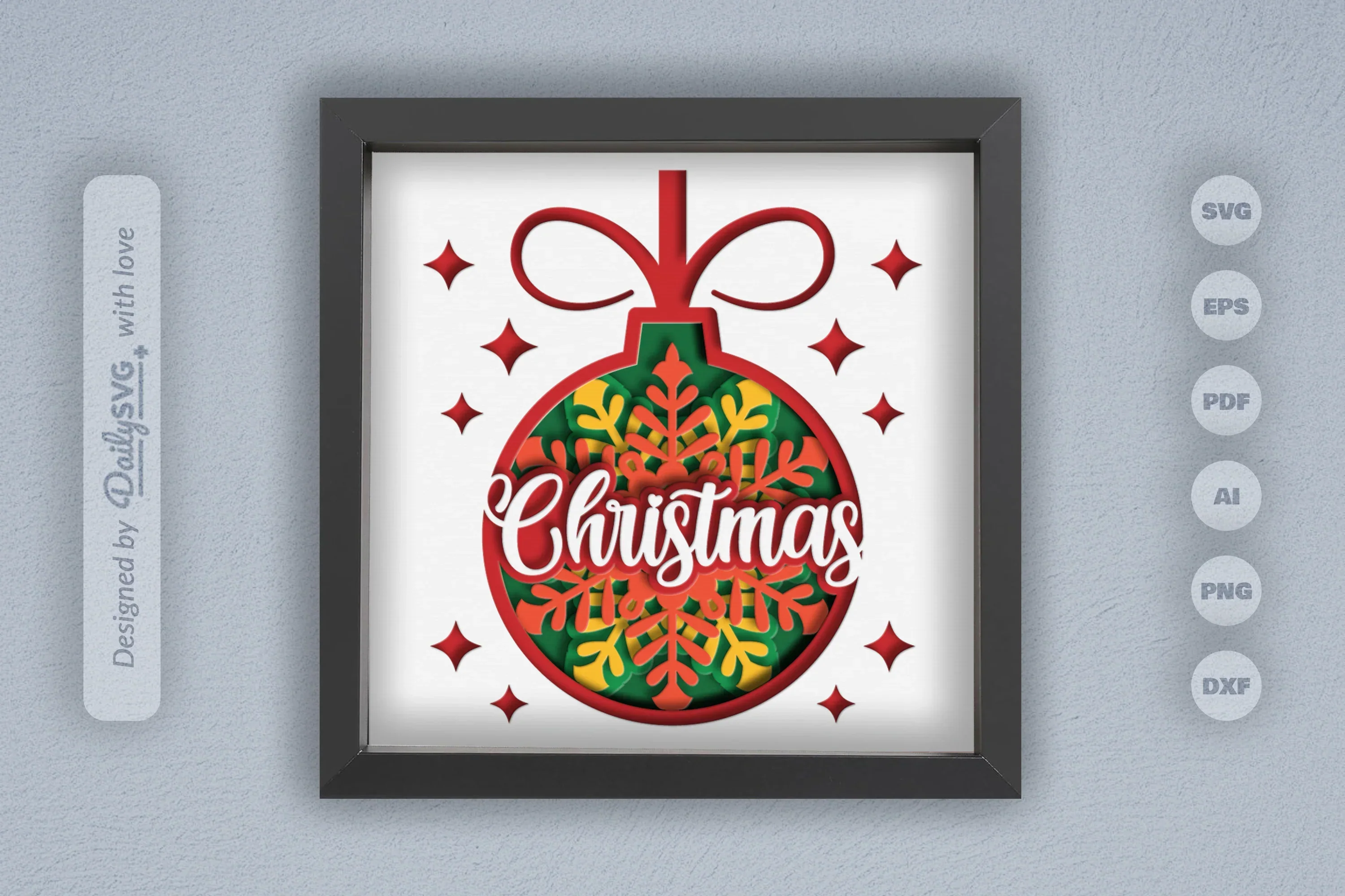 3D Christmas Bauble Ornament Papercut SVG Bundle