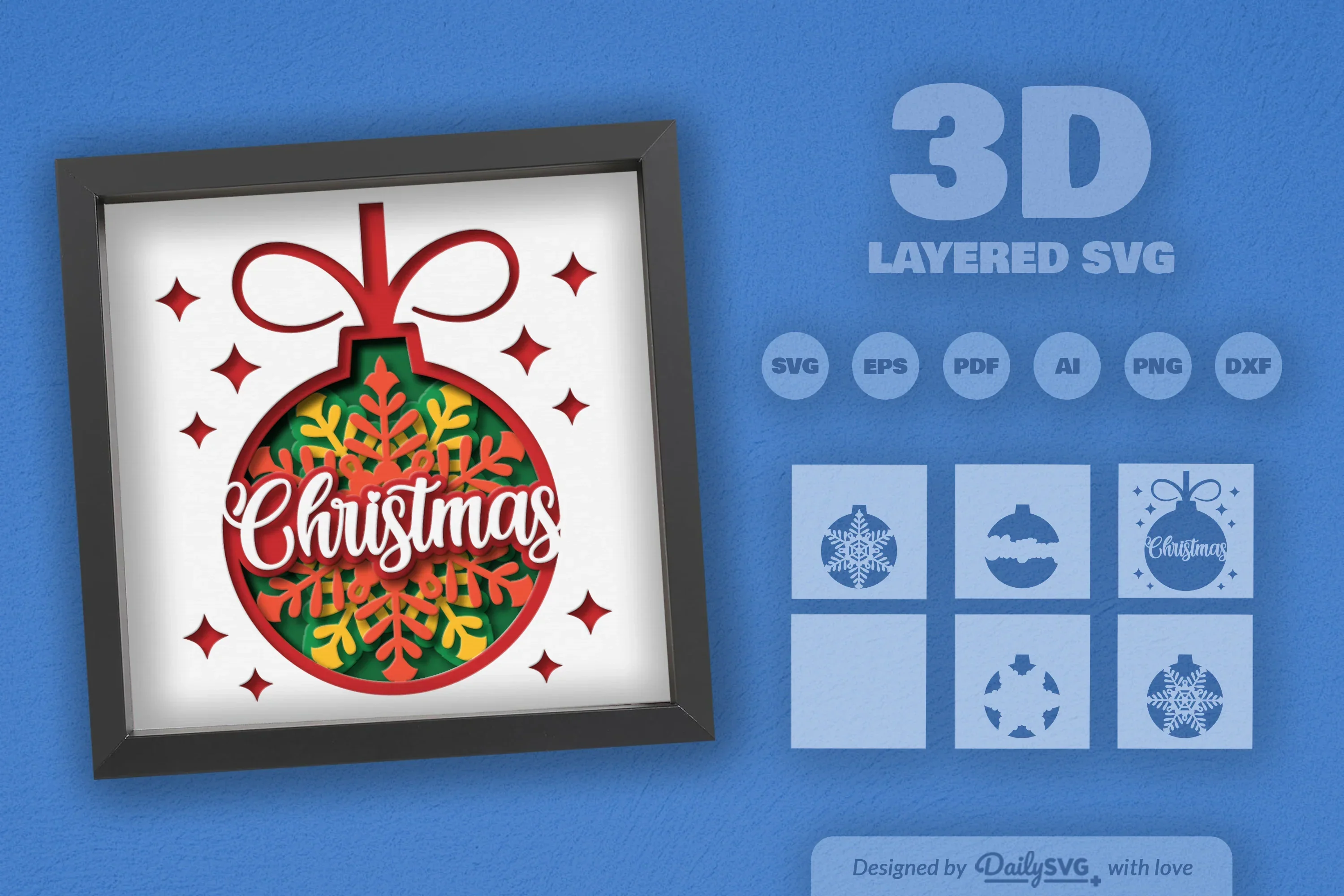 3D Christmas Bauble Ornament Papercut SVG Bundle - Image 2