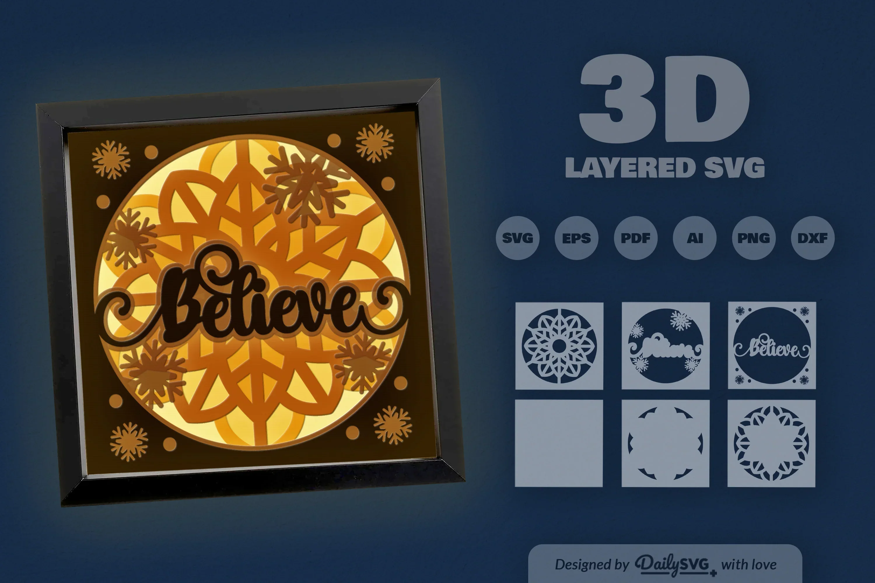 3D Christmas Believe Papercut SVG Bundle - Image 3