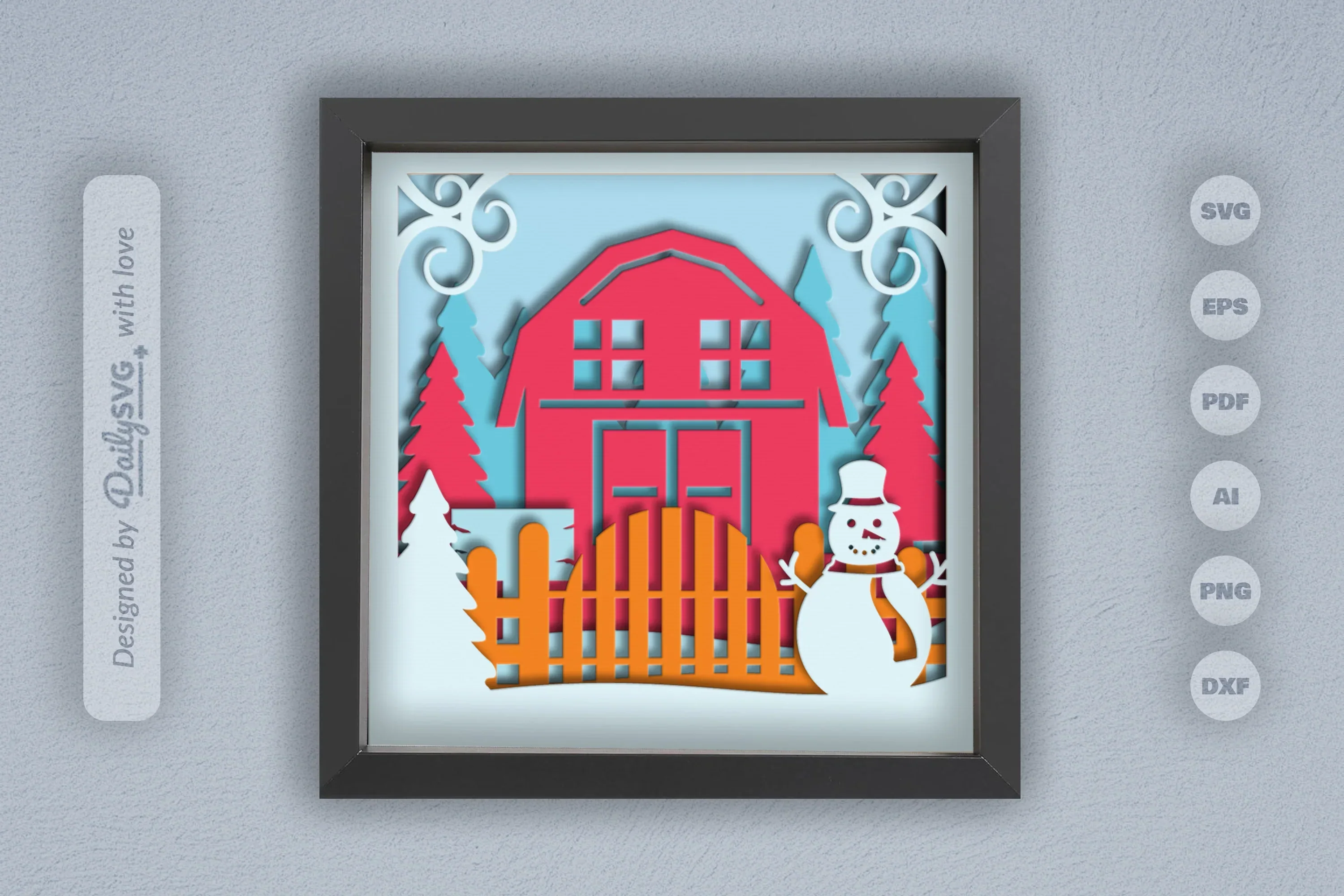 3D Christmas Farmhouse Papercut SVG Bundle