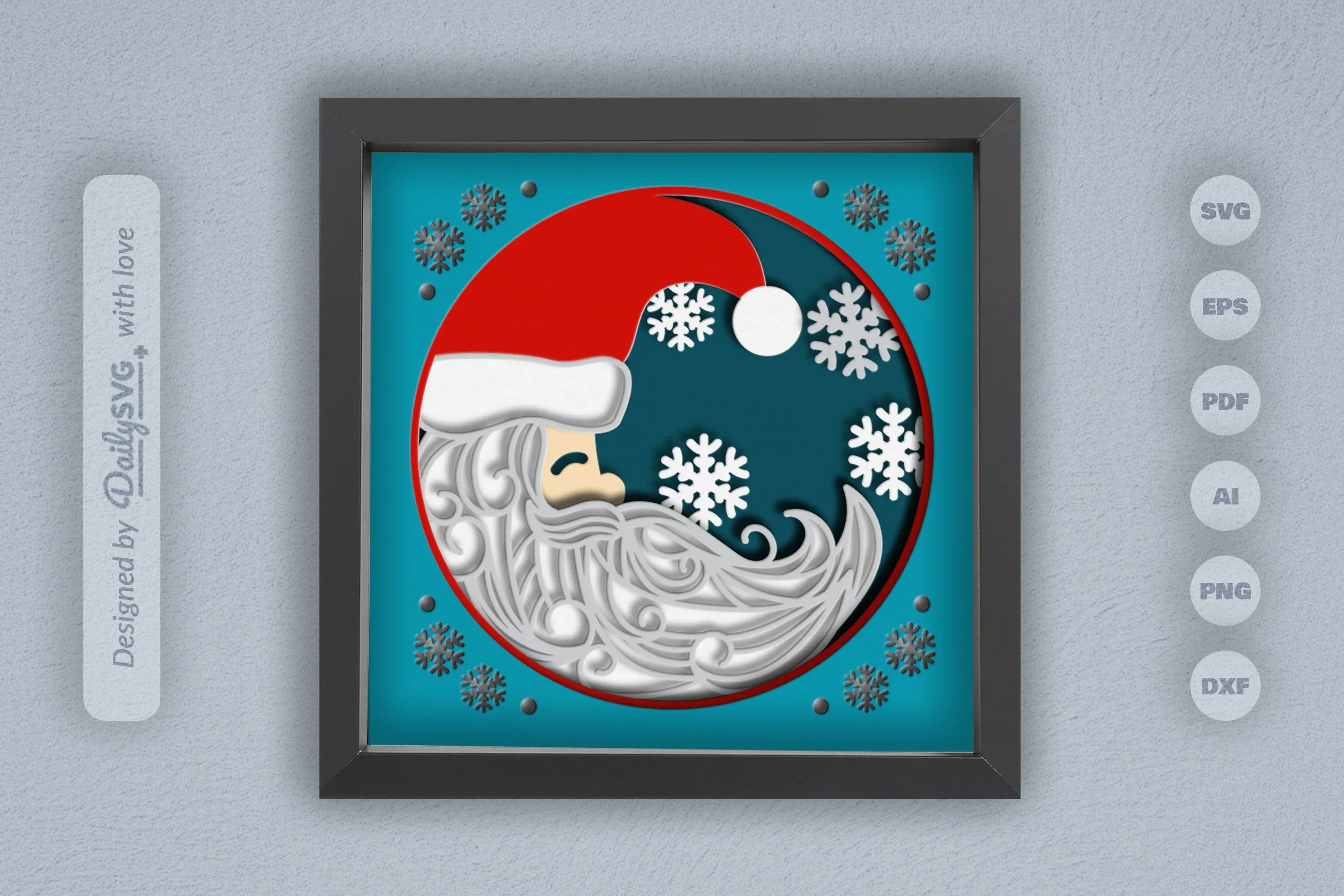 3D Christmas Moon Santa Papercut SVG Bundle