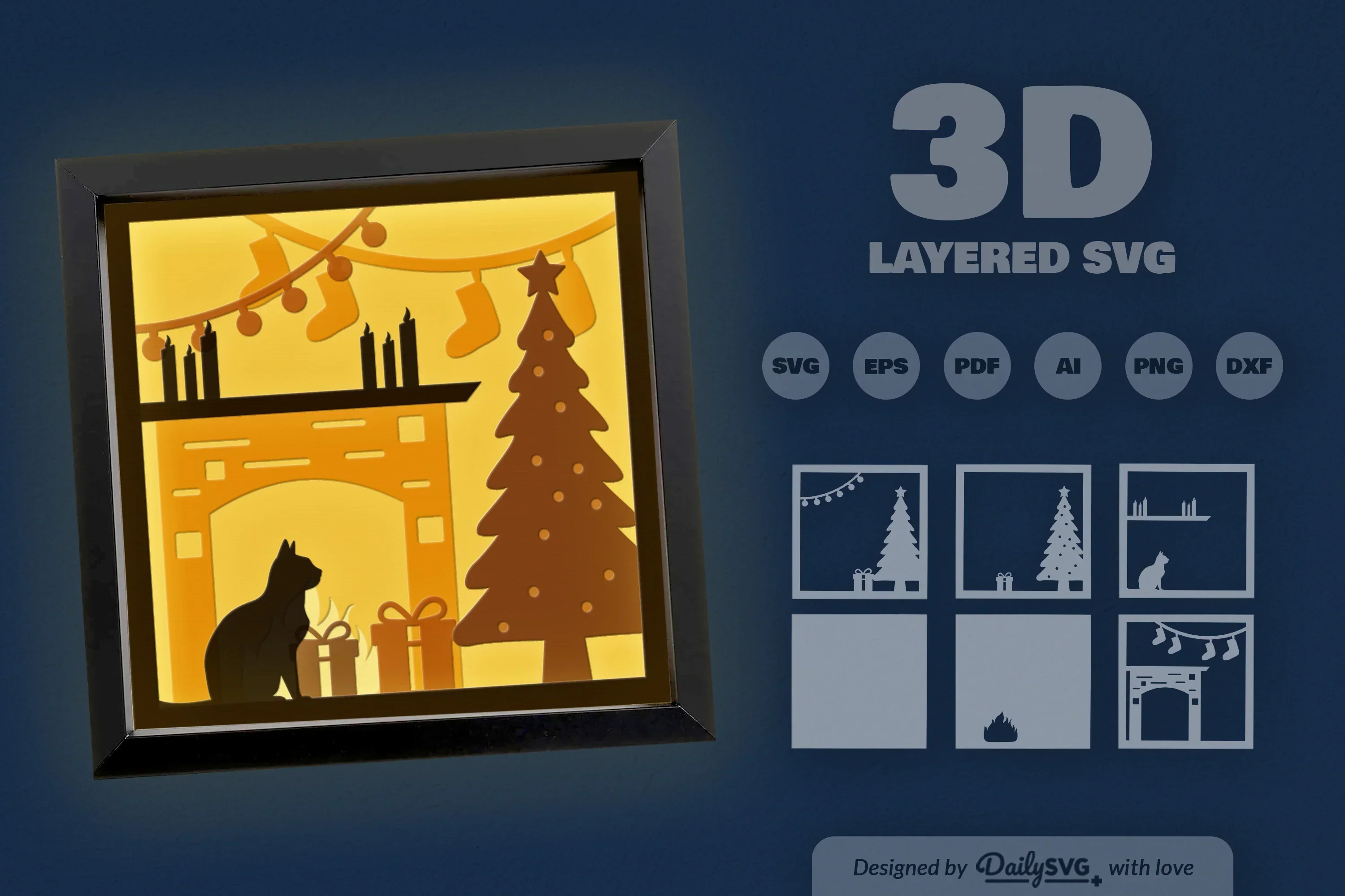 3D Christmas Scene Papercut SVG Bundle for Home Decor - Image 3