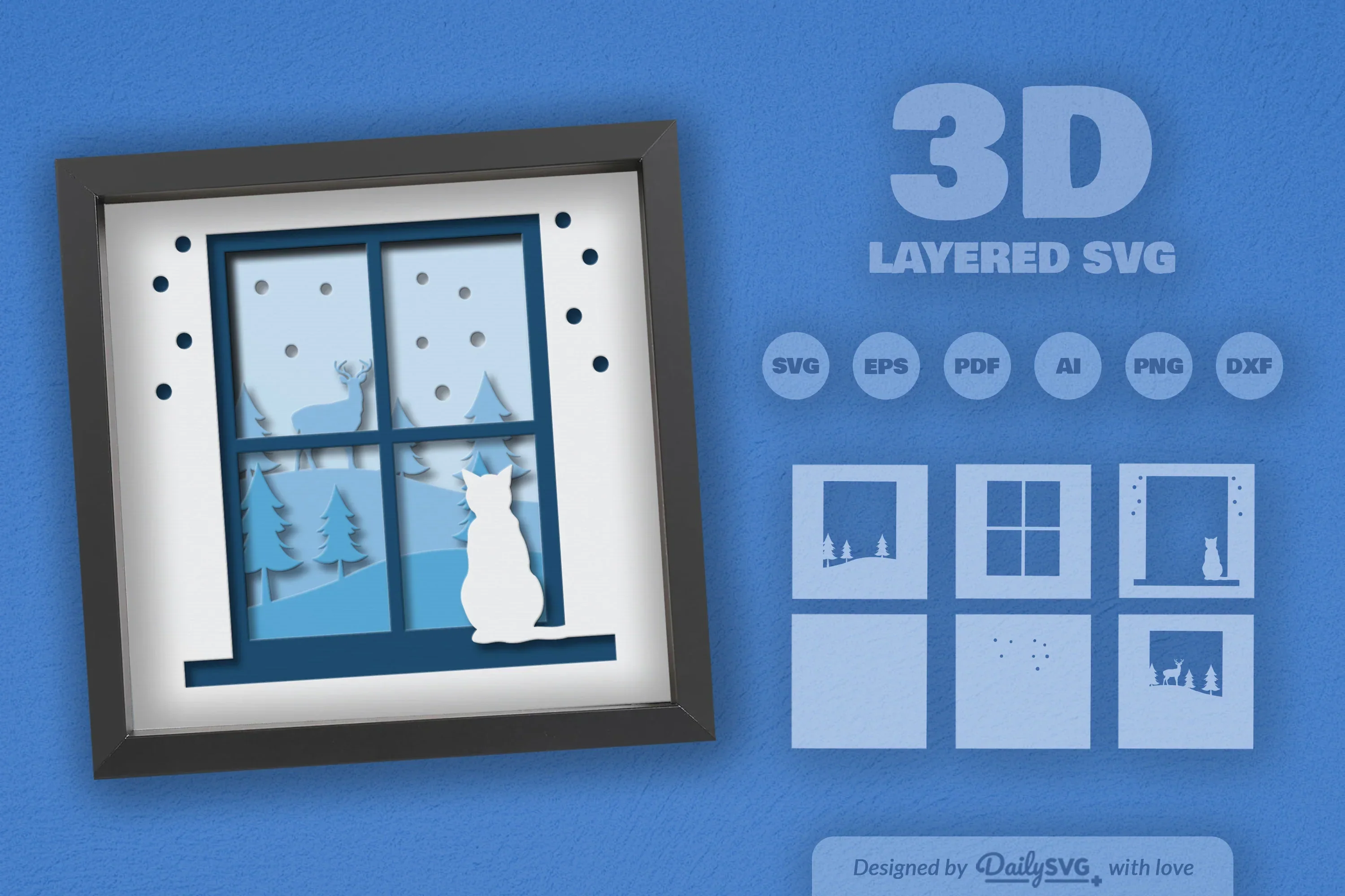 3D Christmas Window Papercut SVG Bundle - Image 2
