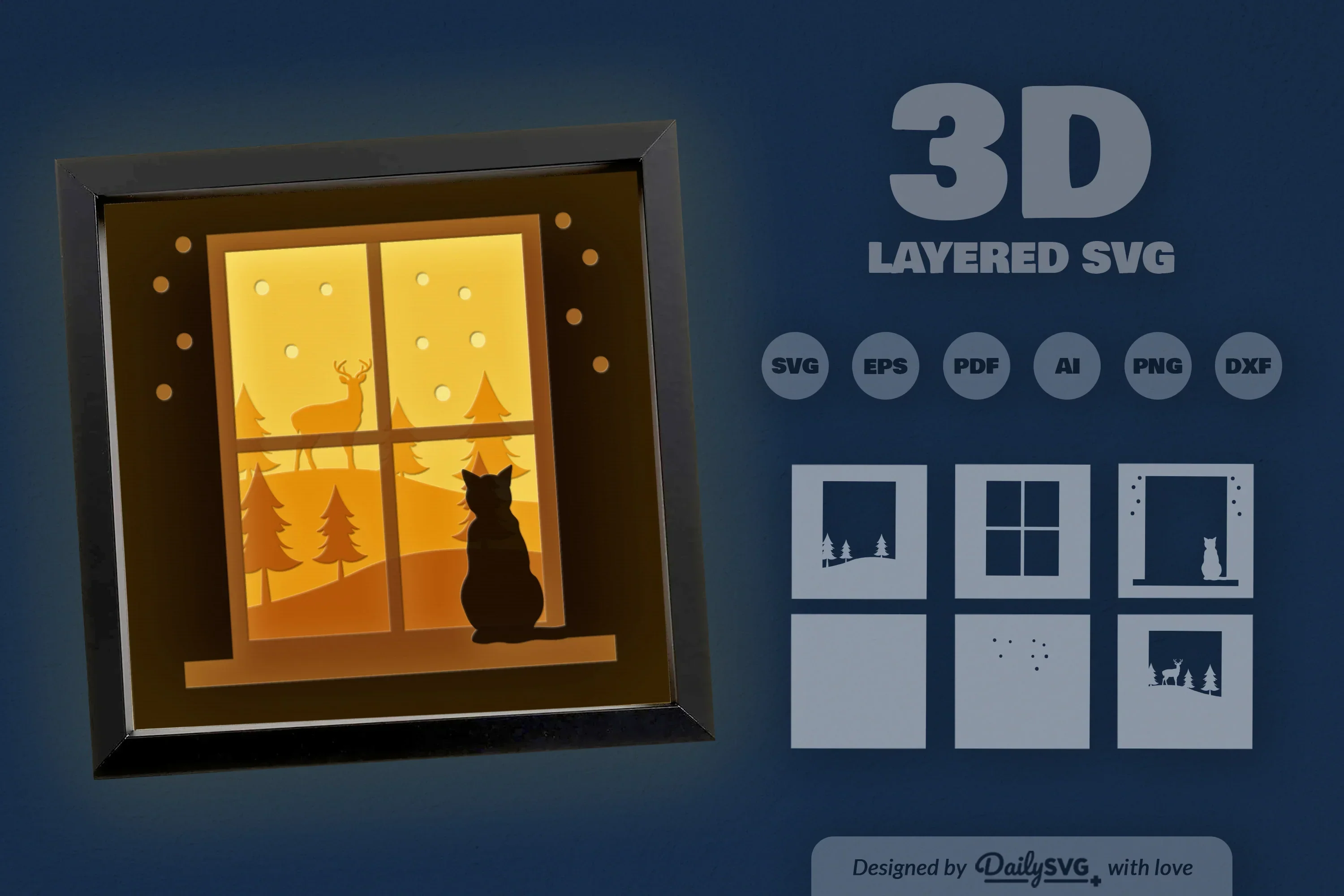3D Christmas Window Papercut SVG Bundle - Image 3
