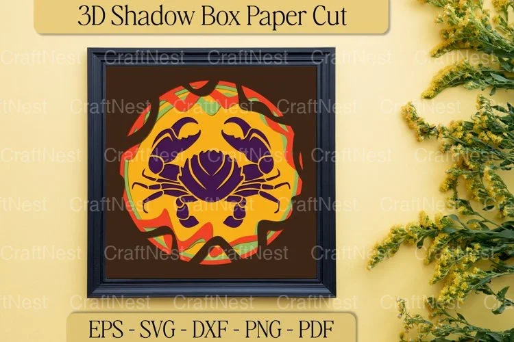 3D Crab Layered Paper Cut Clipart Bundle