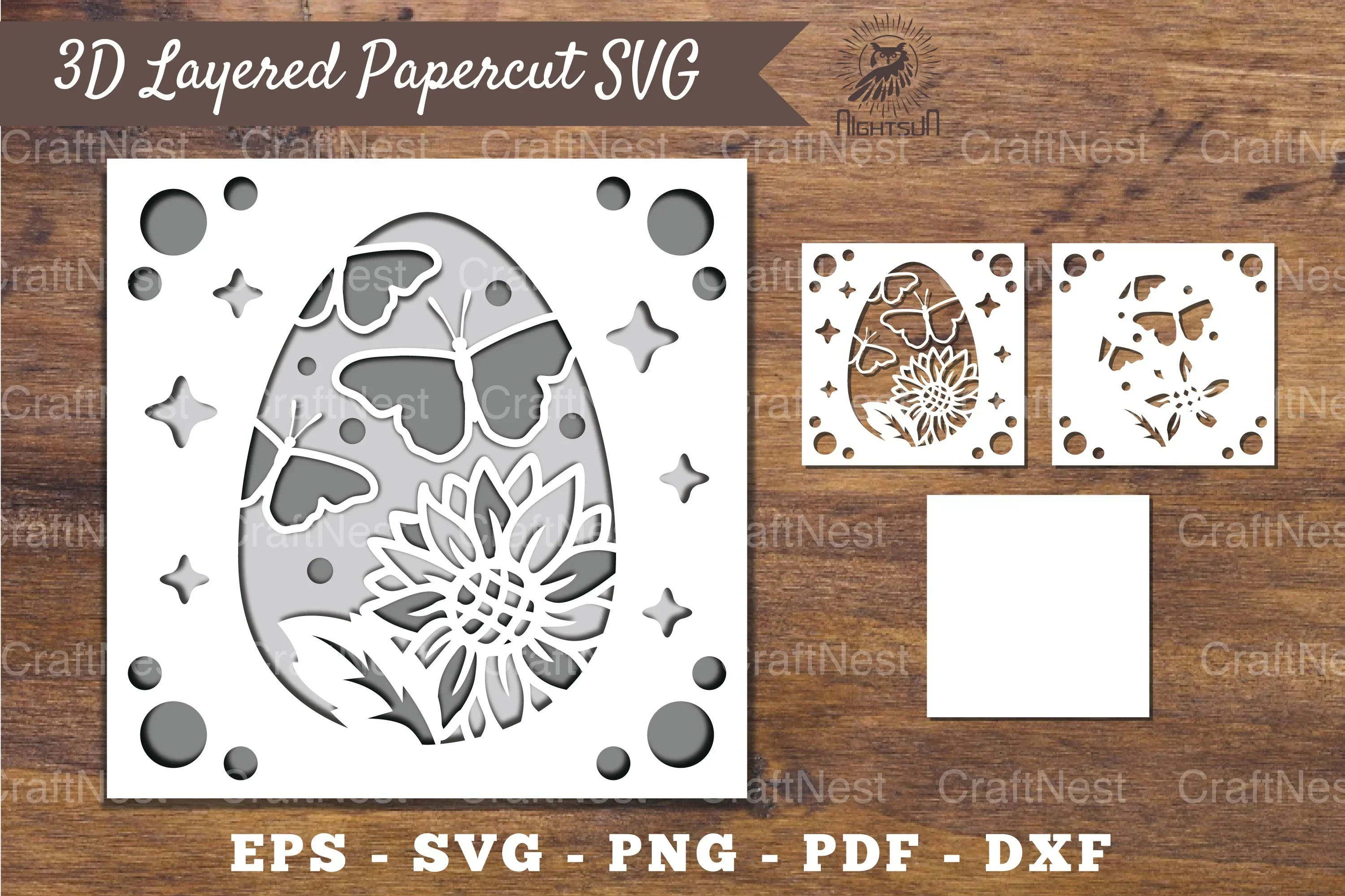 3D Easter Egg Layered Papercut Clipart Bundle