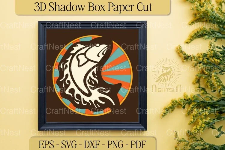 3D Fish Layered Paper Cut Clipart Bundle