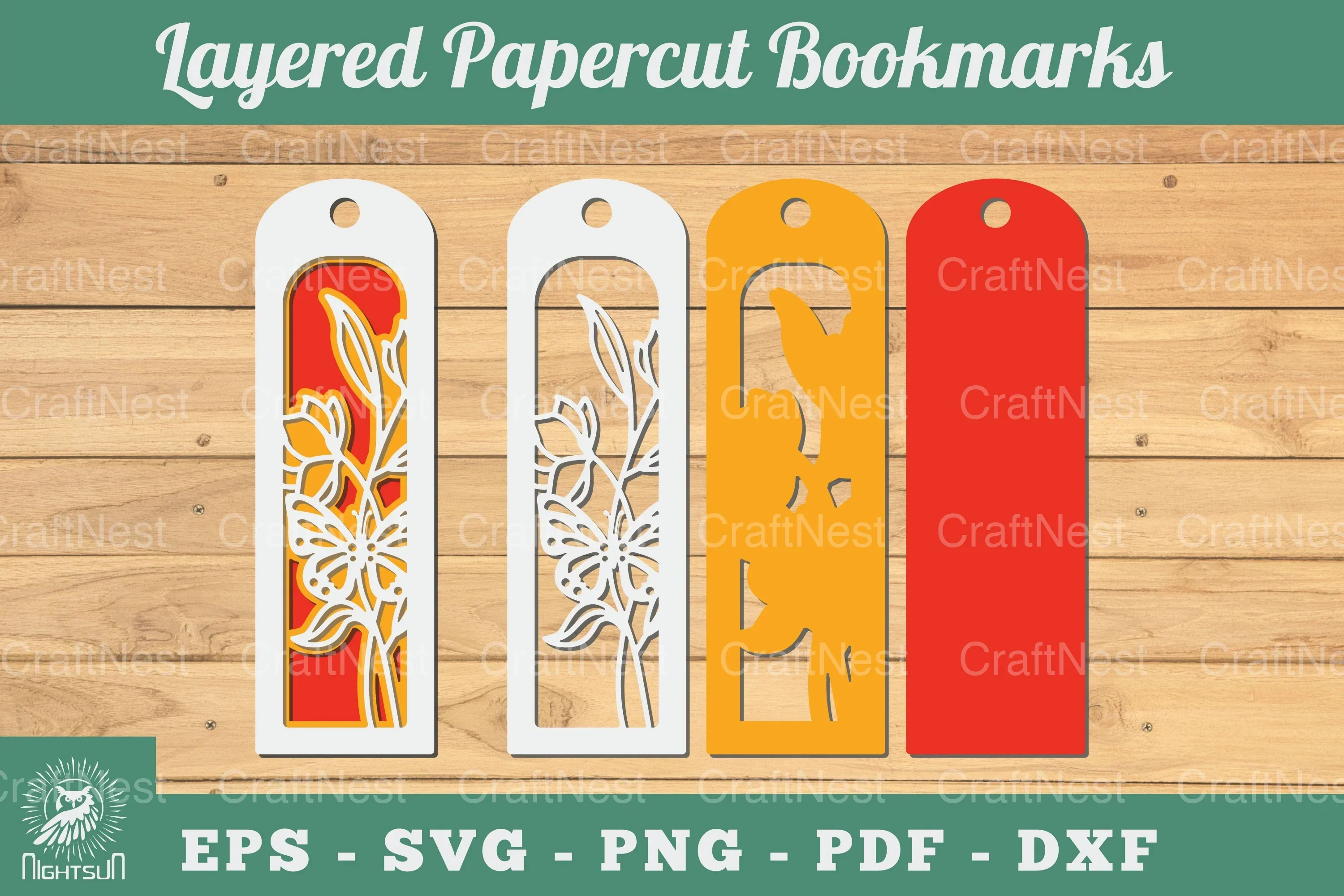 3D Flowers Papercut Bookmarks Clipart Bundle