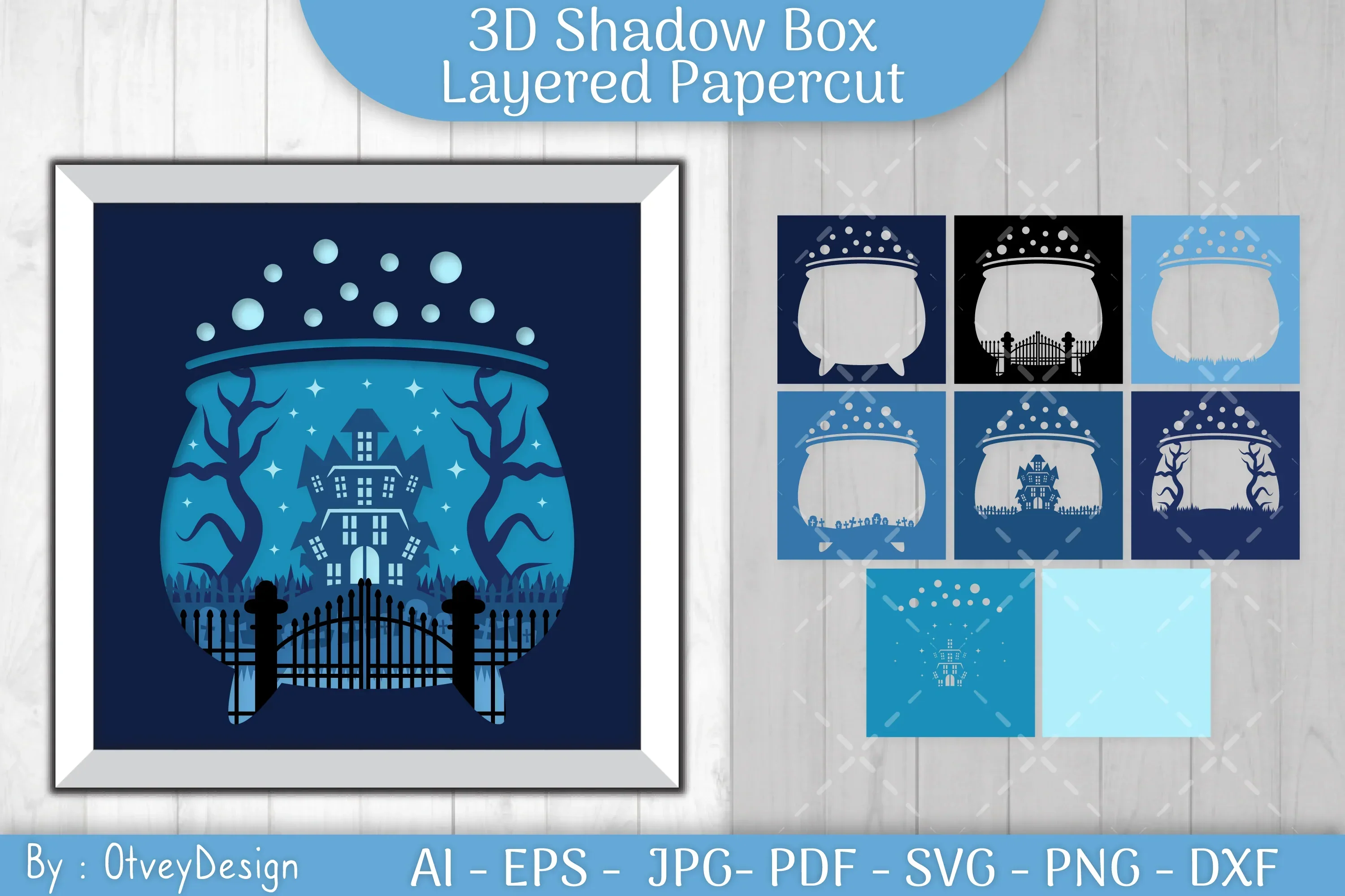 3D Halloween Shadow Box Papercut SVG Bundle