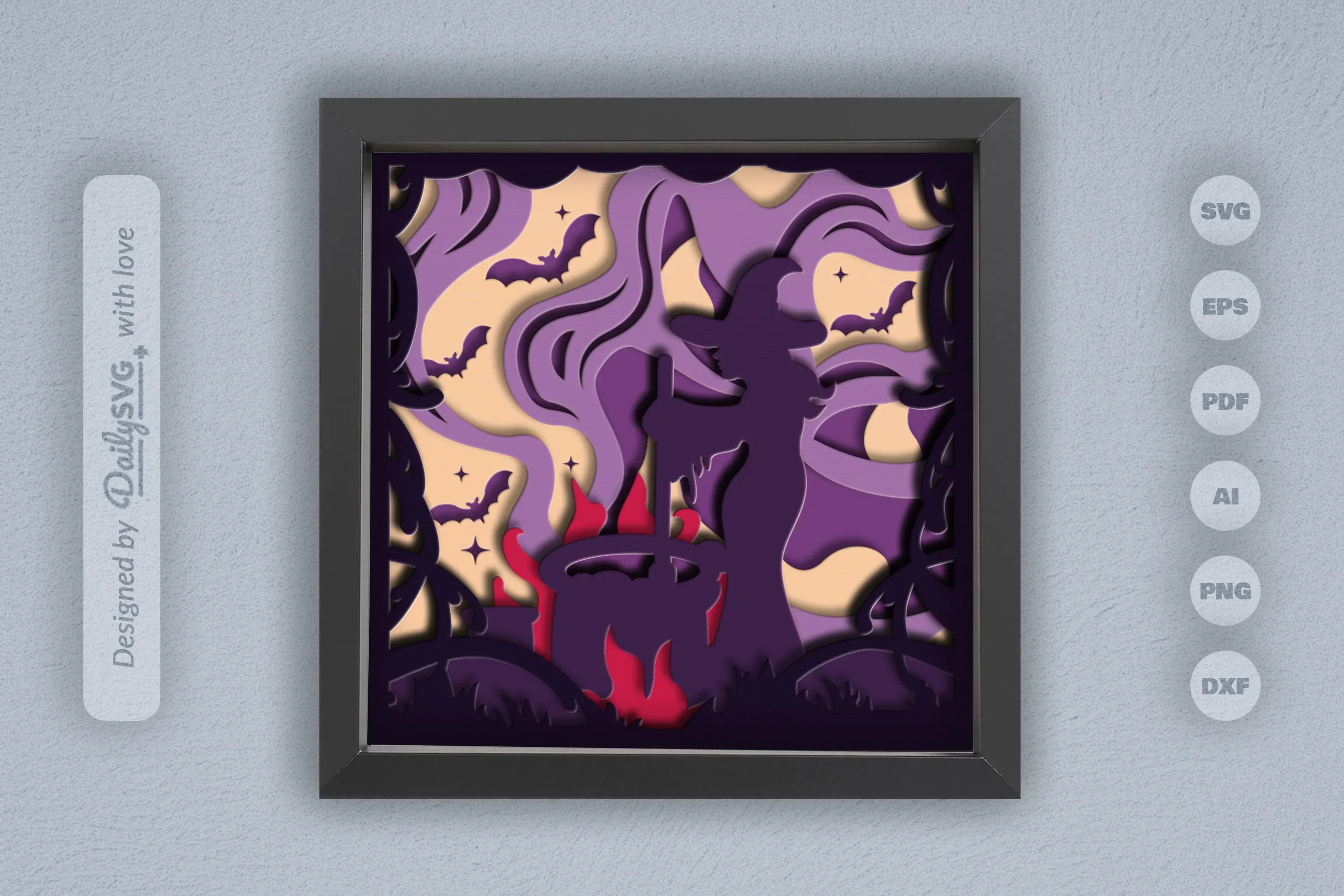 3D Halloween Witch Papercut SVG Bundle for Spooky Nights