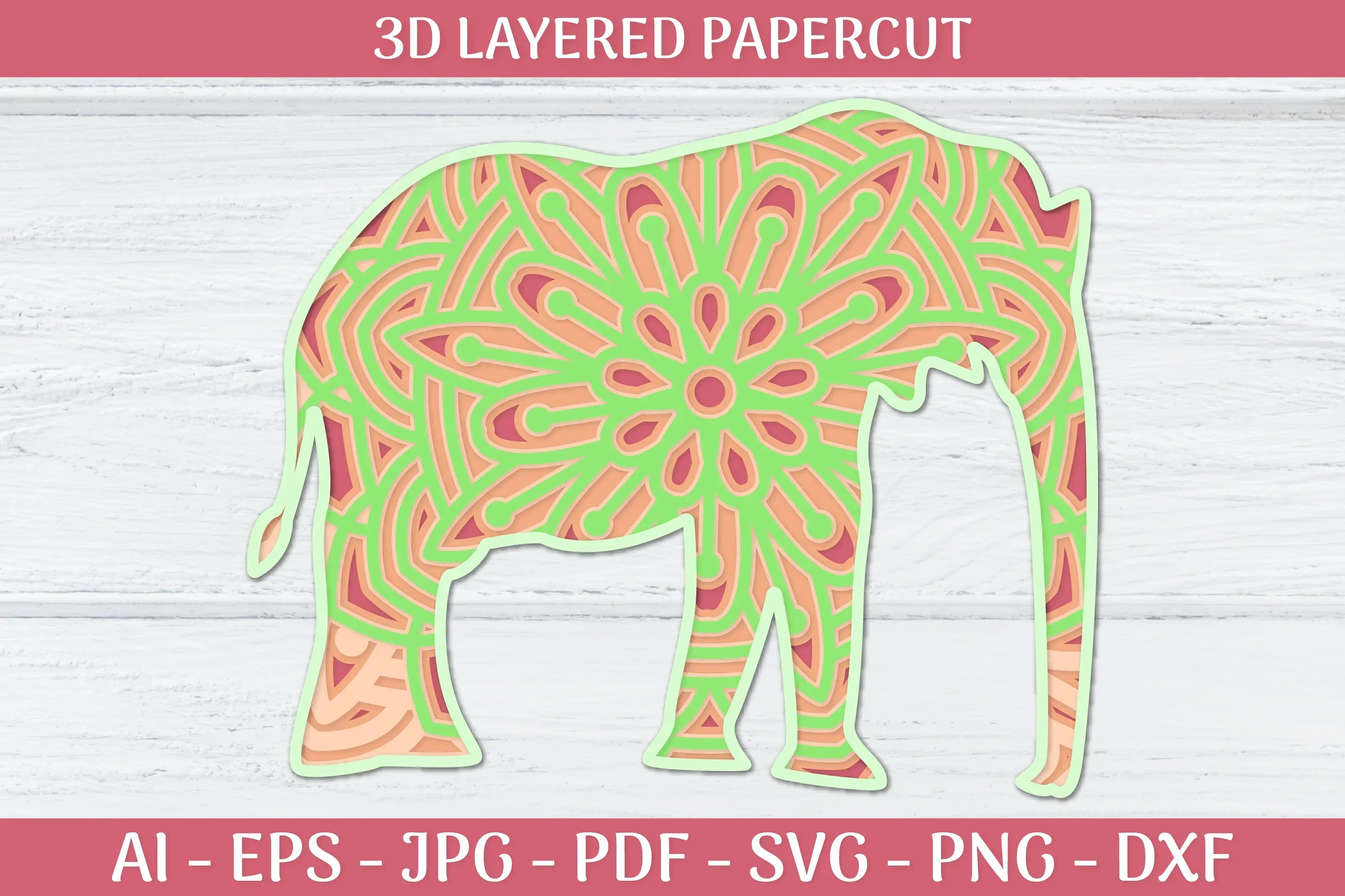 3D Layered Elephant Mandala SVG Bundle - Image 2