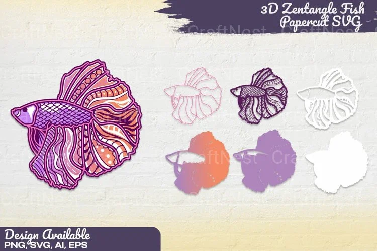3D Mandala Fish Papercut Decoration Bundle