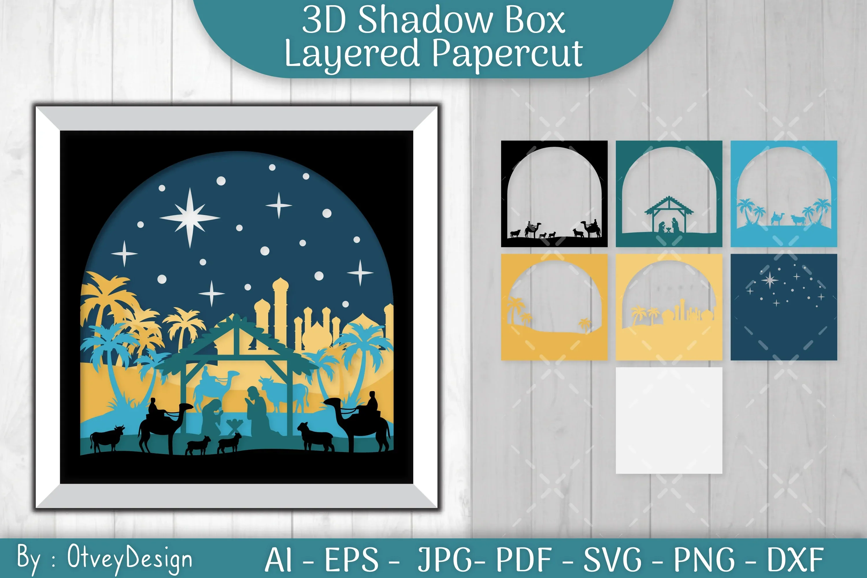 3D Nativity Scene Christmas Layered Papercut SVG Bundle - Image 3