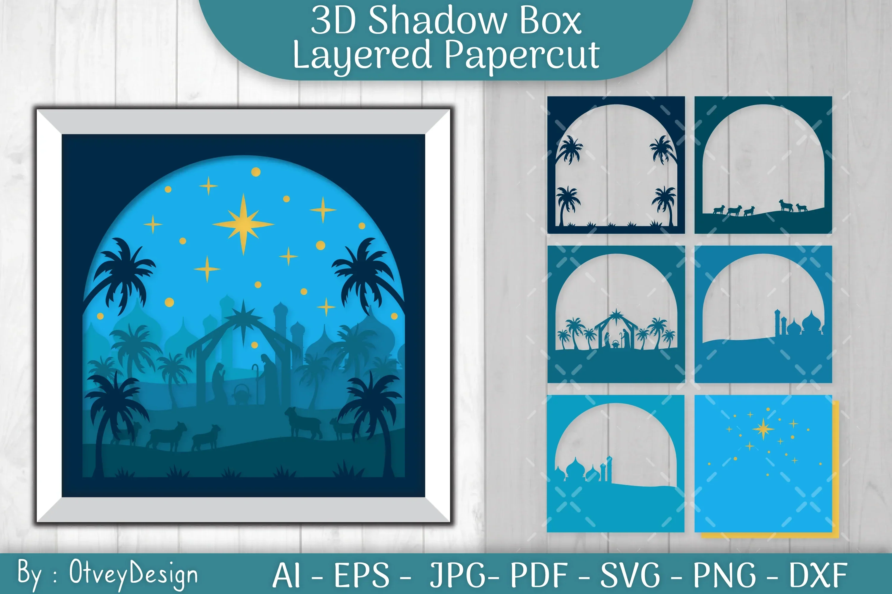 3D Nativity Scene Christmas Layered Papercut SVG Bundle