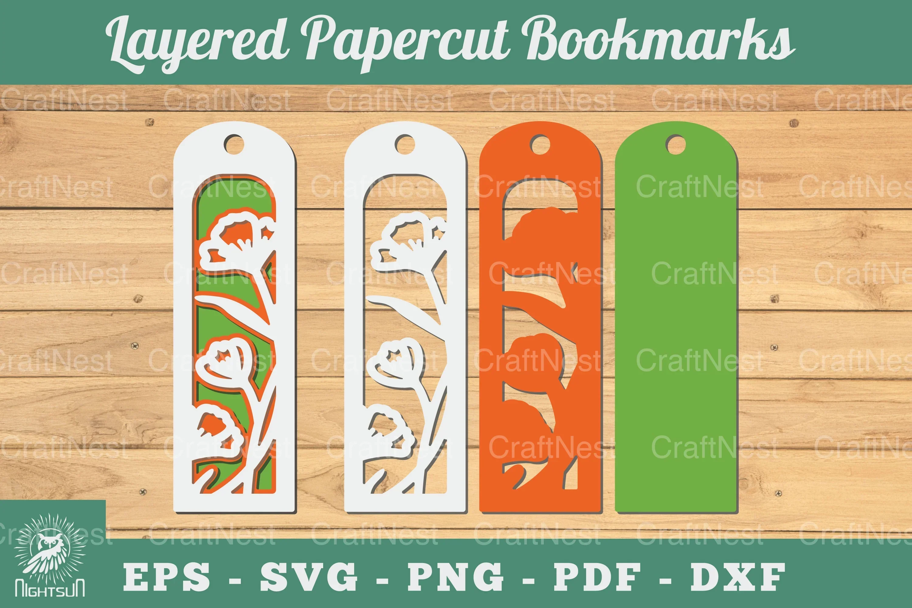 3D Papercut Flower Bookmarks Clipart Bundle