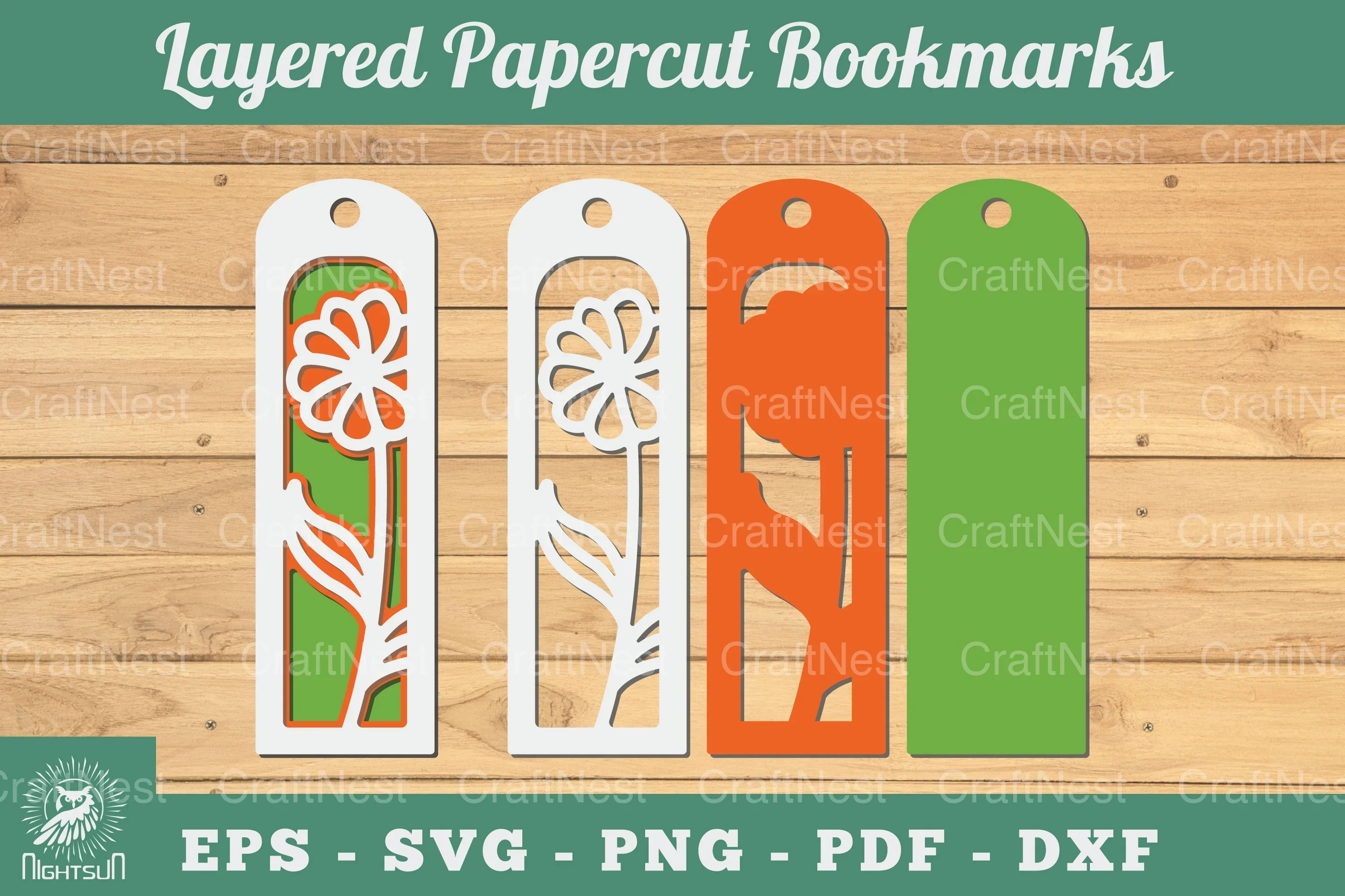 3D Papercut Flower Bookmarks SVG Bundle