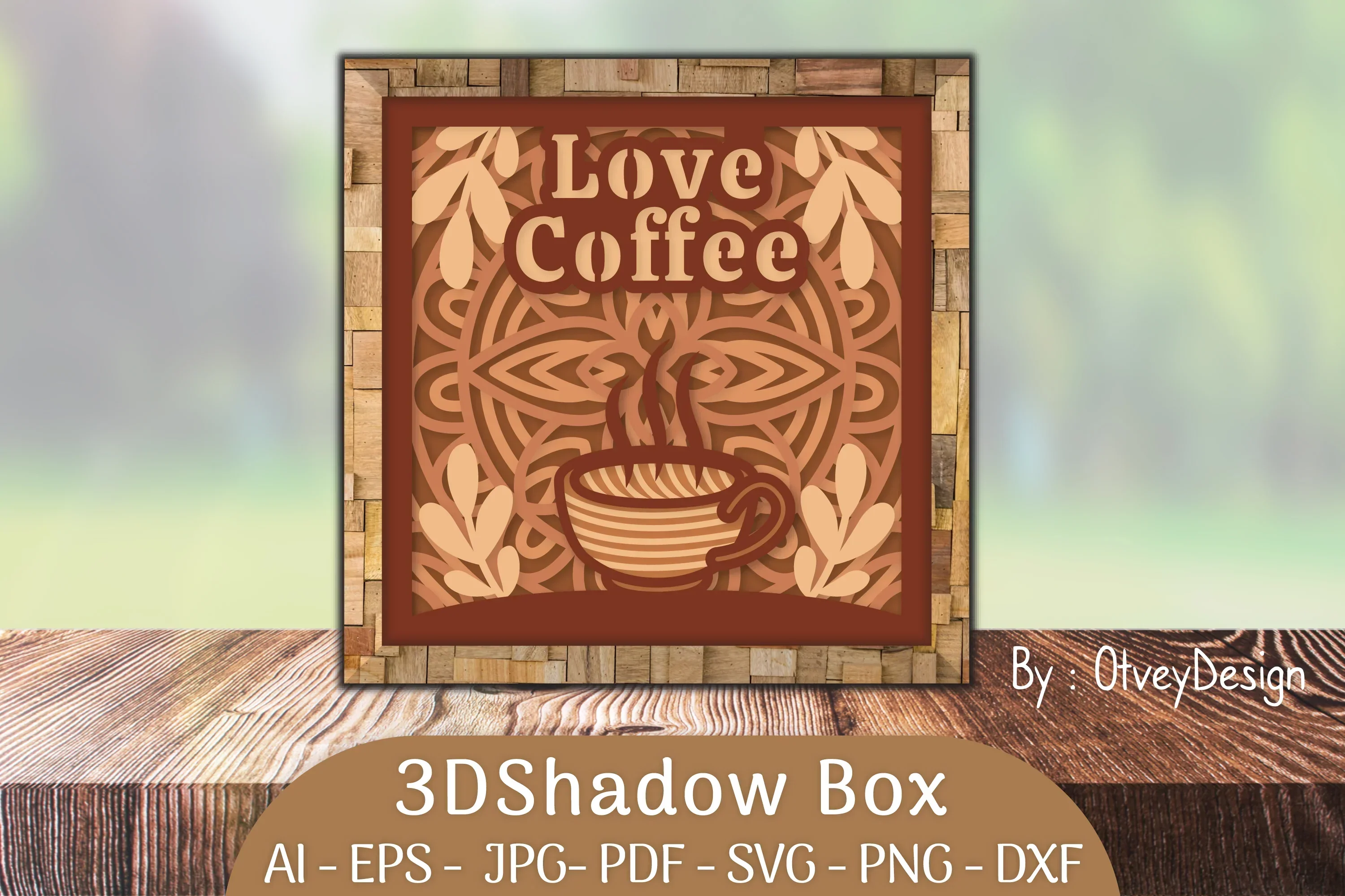 3D Shadow Box Love Coffee Layered SVG Bundle - Image 3