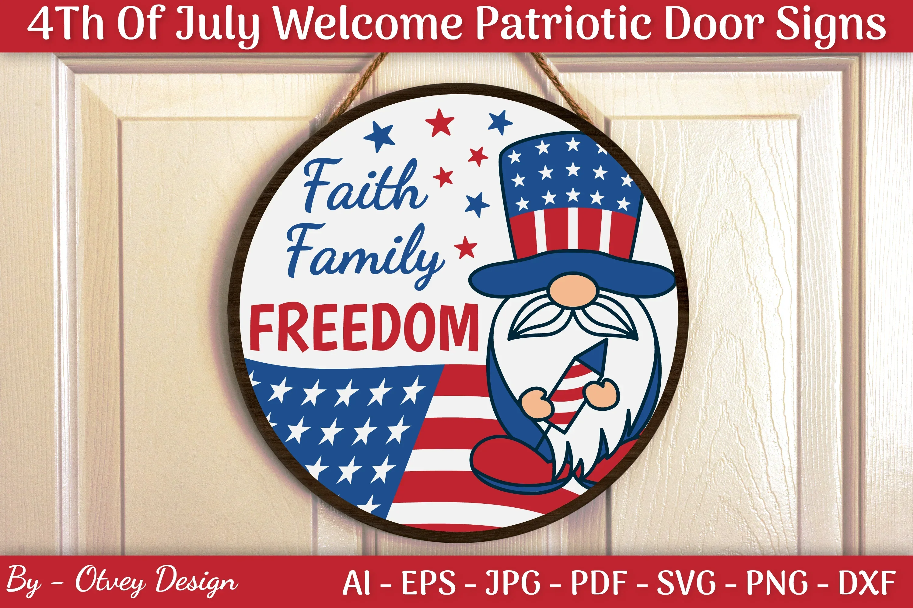 4th of July Patriotic Door Sign SVG Bundle