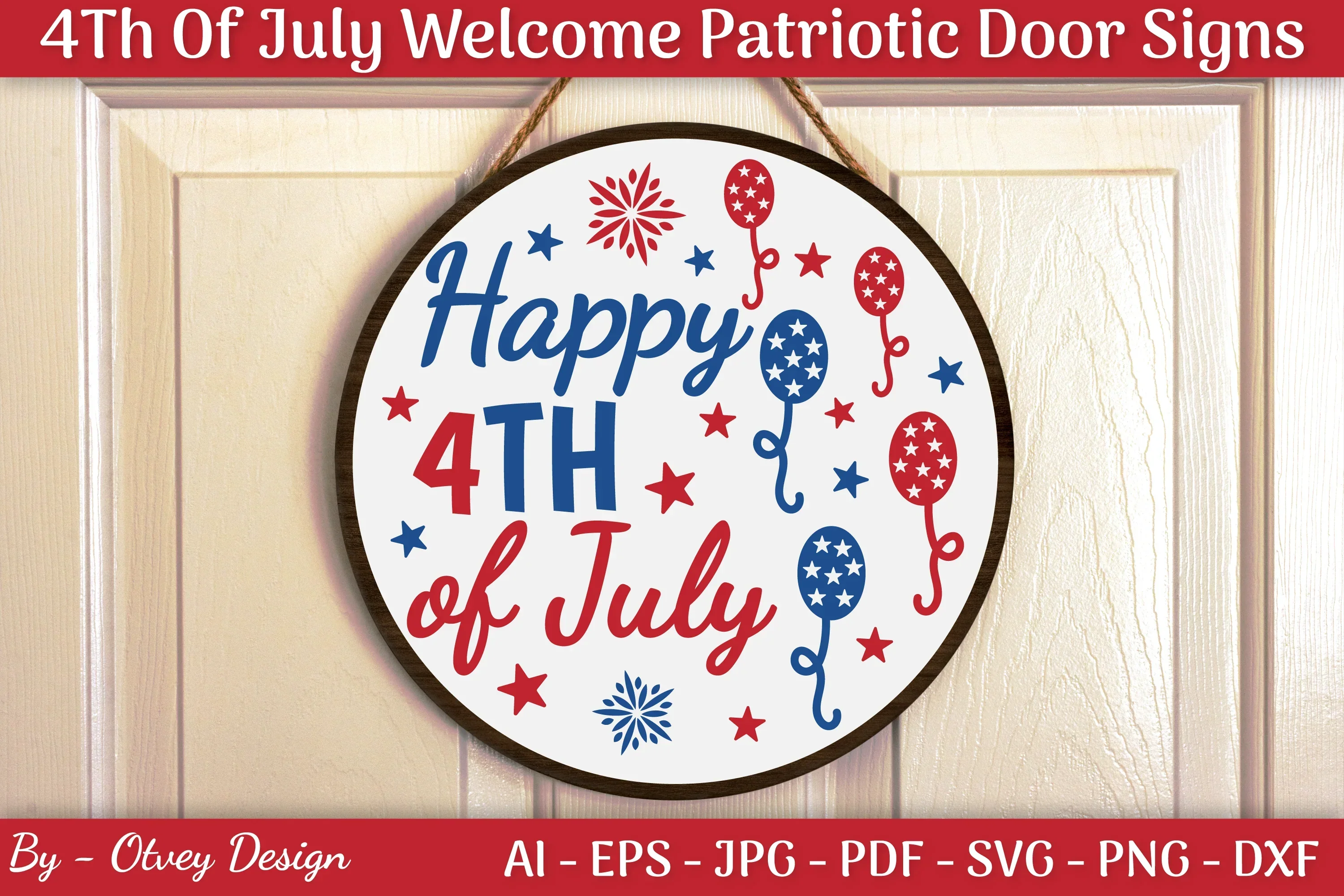 4th of July Patriotic Welcome Door Sign SVG Bundle