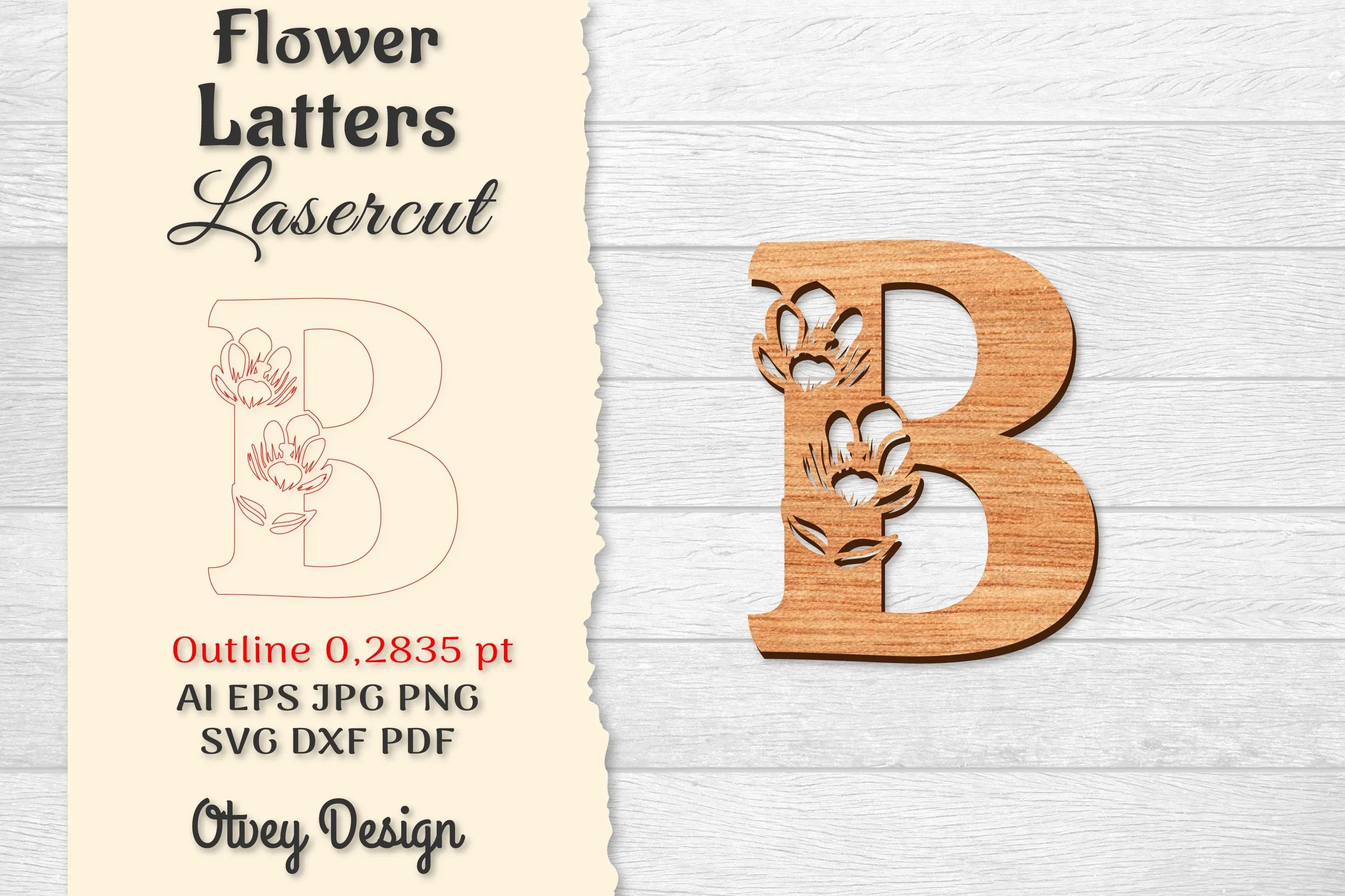 Flower Letters Laser Cut SVG Bundle