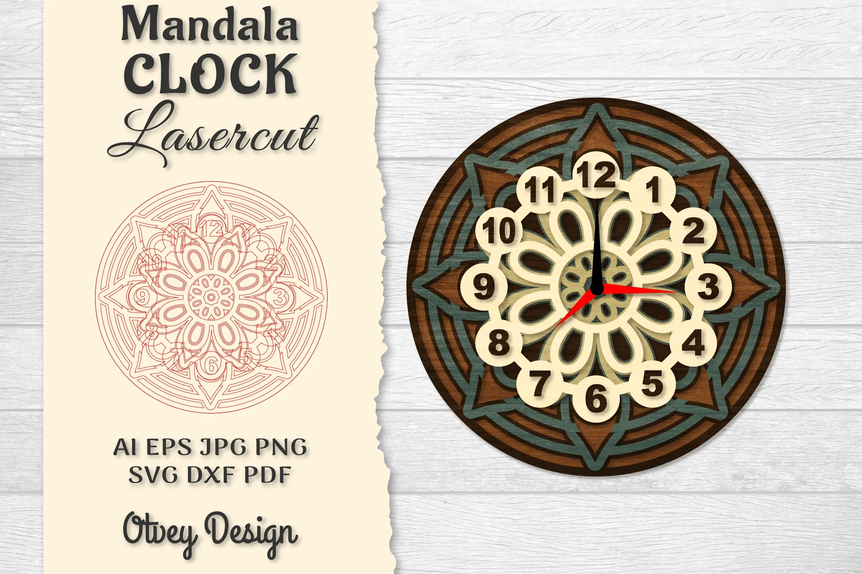 Clock Mandala Lasercut SVG Bundle
