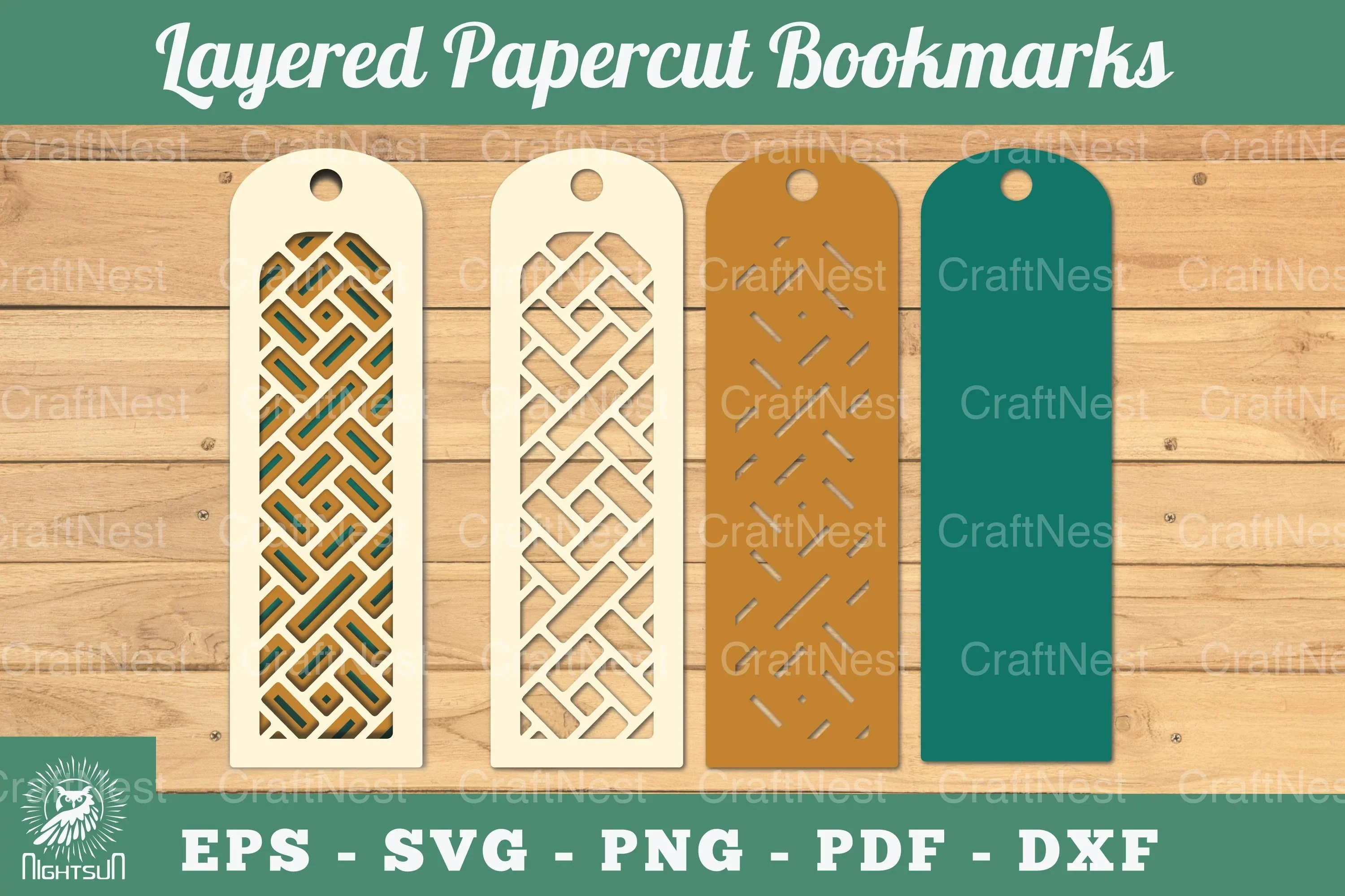 Abstract Pattern Layered Papercut Bookmarks Clipart Bundle