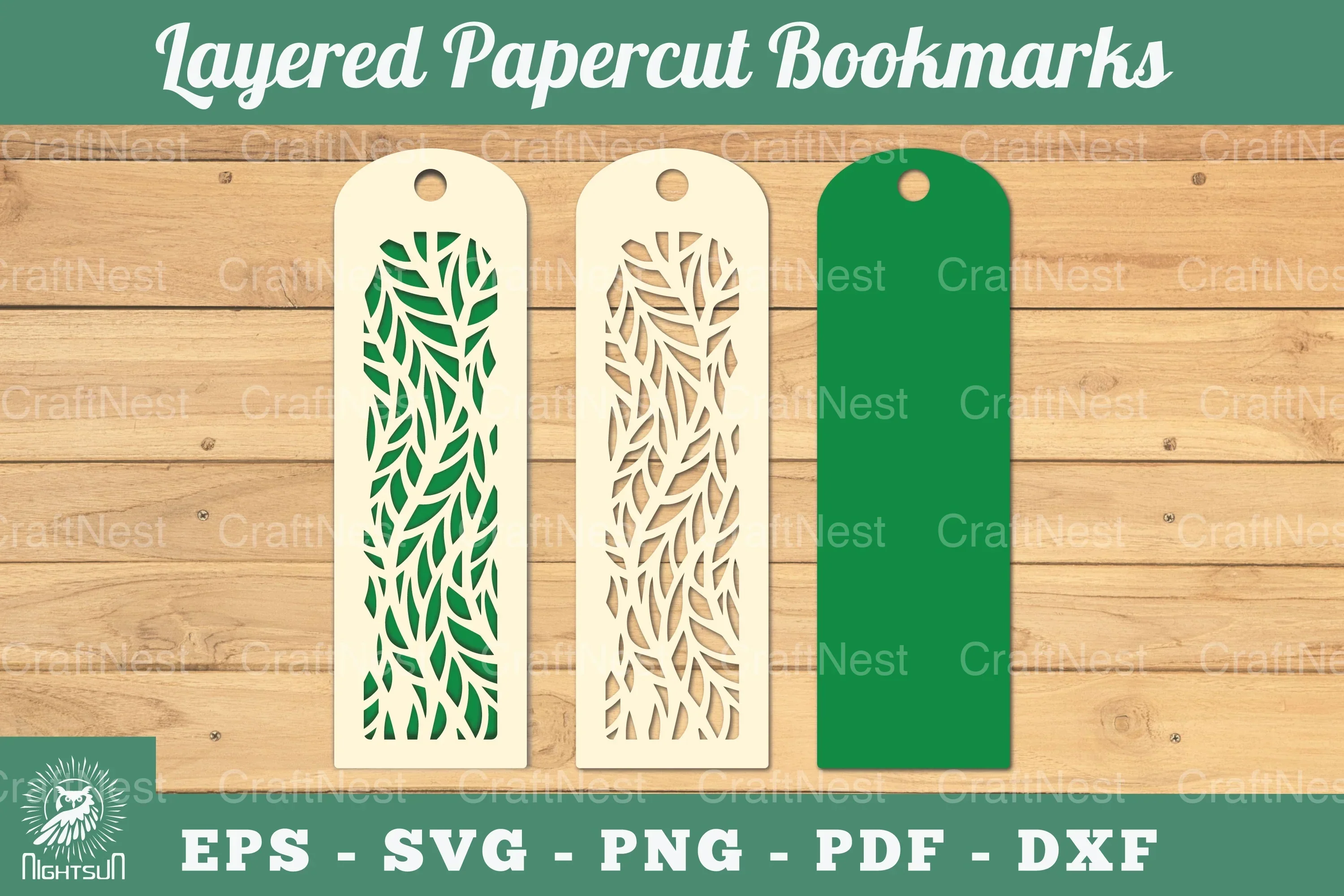Abstract Pattern Layered Papercut Bookmarks Clipart Bundle