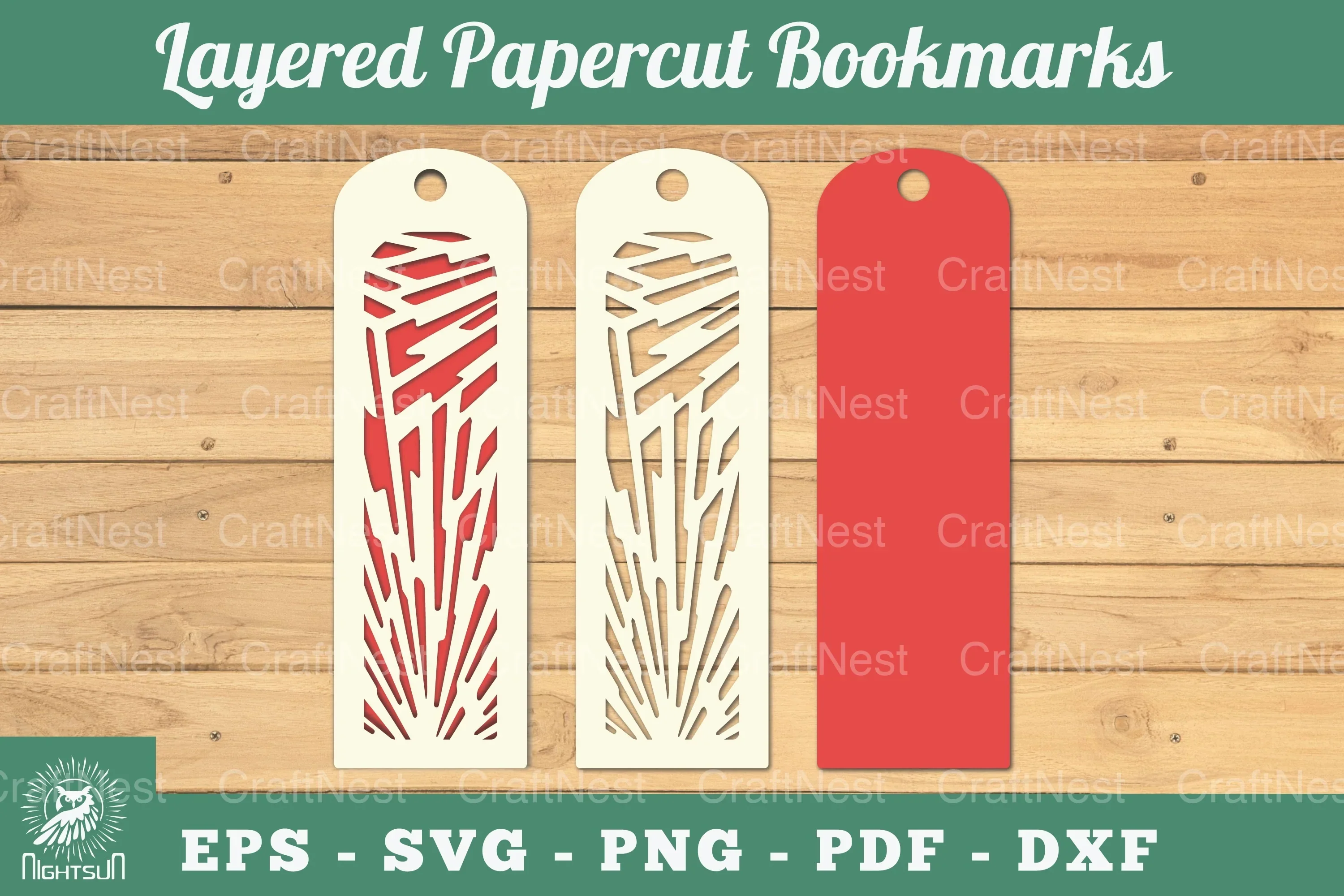 Abstract Pattern Layered Papercut Bookmarks Clipart Bundle