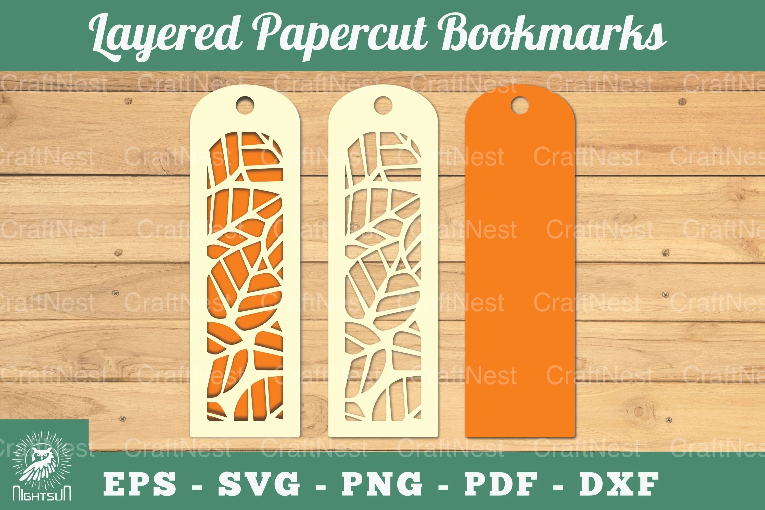 Abstract Pattern Layered Papercut Bookmarks Clipart Bundle