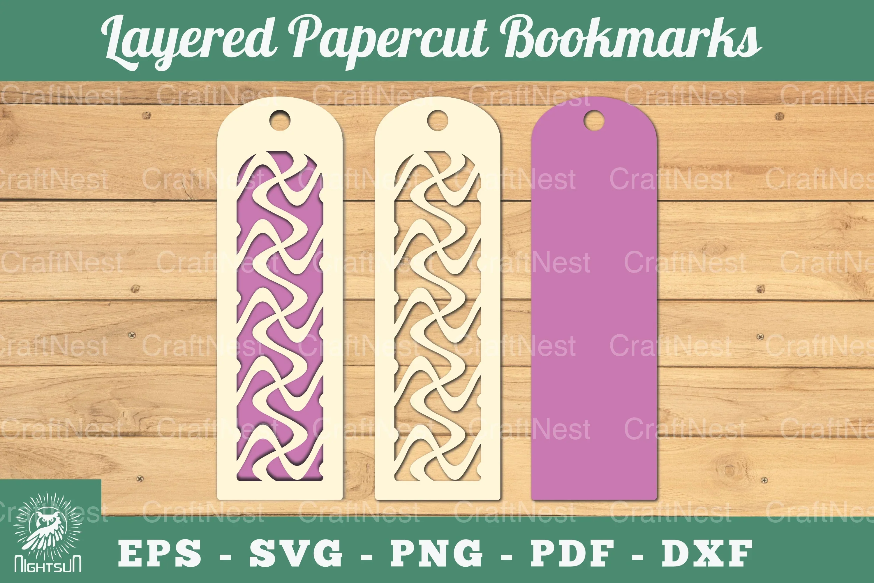 Abstract Pattern Layered Papercut Bookmarks Clipart Bundle