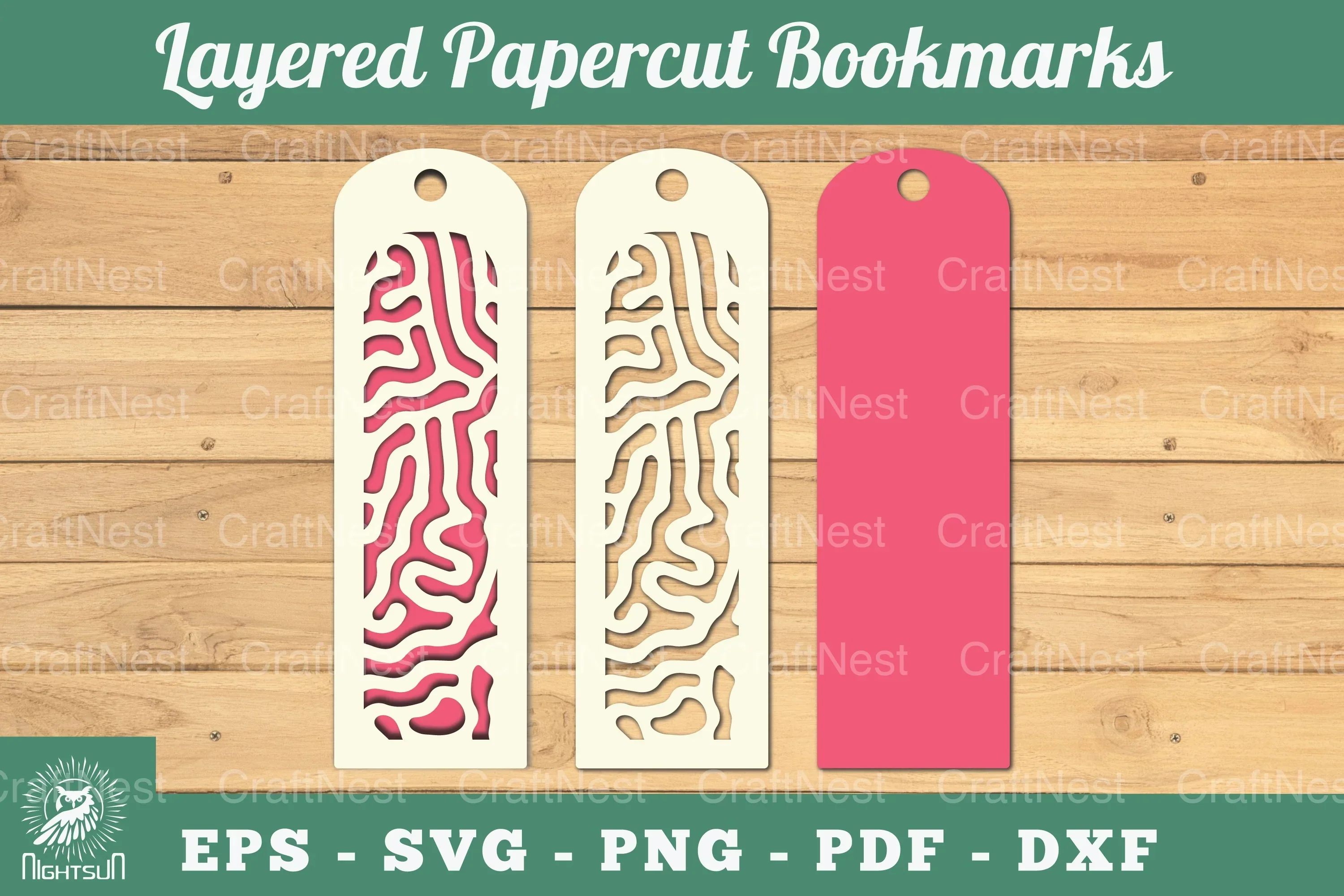 Abstract Pattern Layered Papercut Bookmarks Clipart Bundle