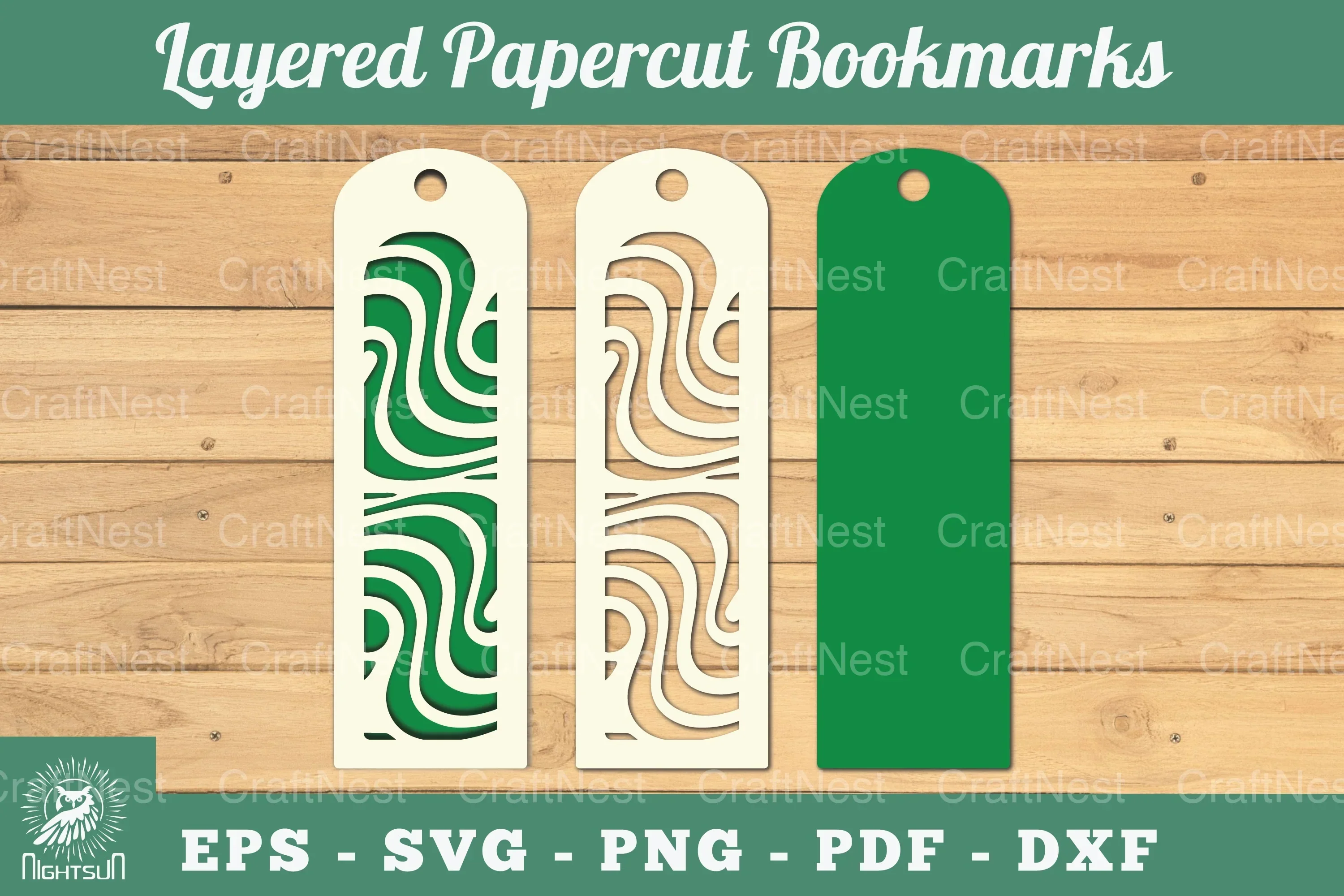 Abstract Pattern Layered Papercut Bookmarks Clipart Bundle