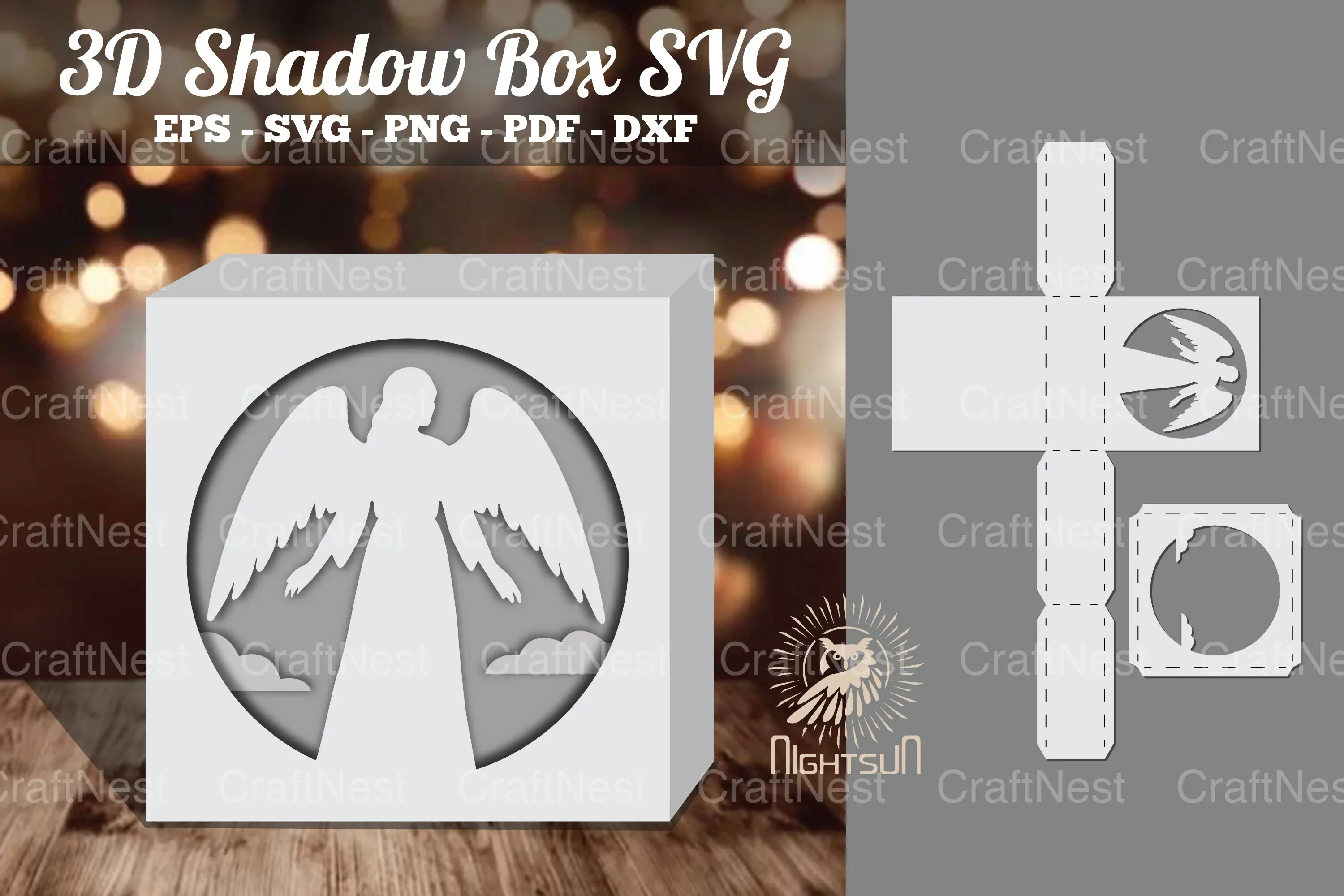 Angel 3D Papercut Shadow Box SVG Bundle