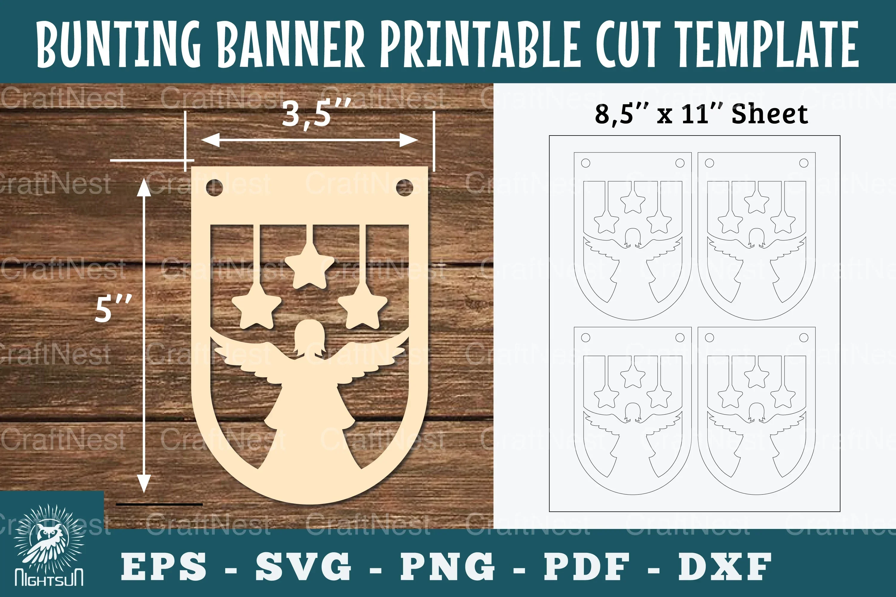 Angel Bunting Banner Printable Clipart Bundle