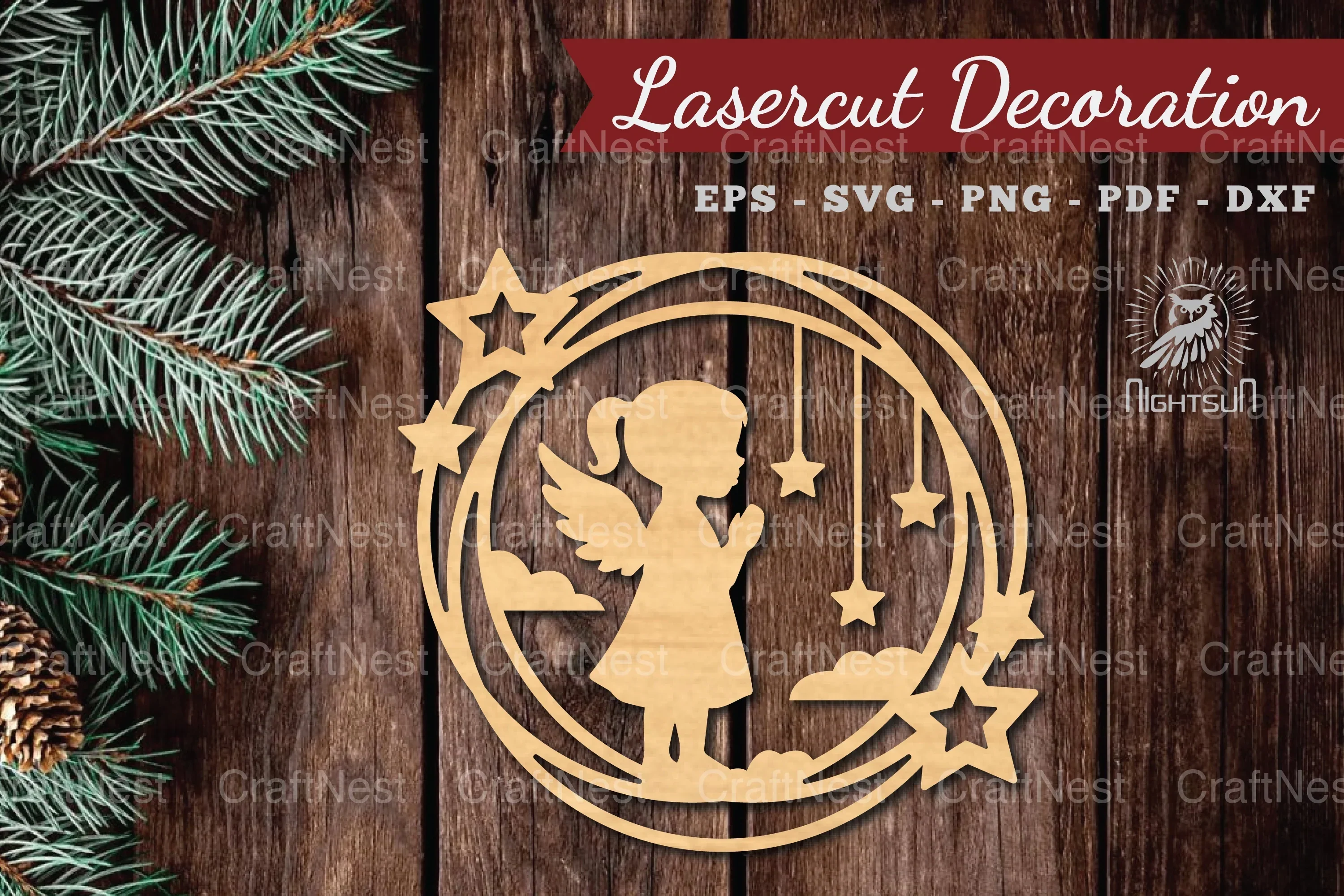 Angel Kids Lasercut Decoration Clipart Bundle
