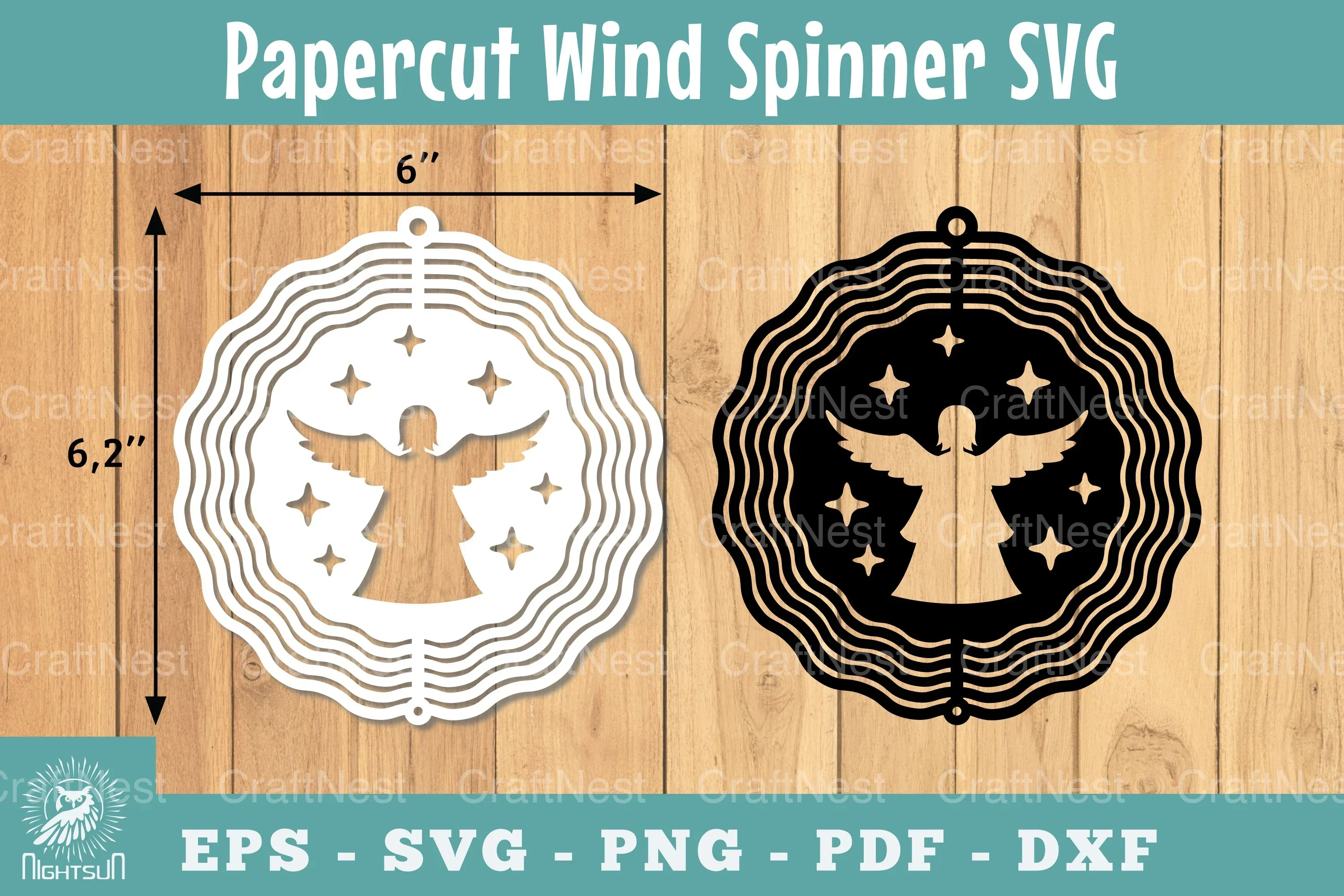 Angel Papercut Wind Spinner SVG Bundle