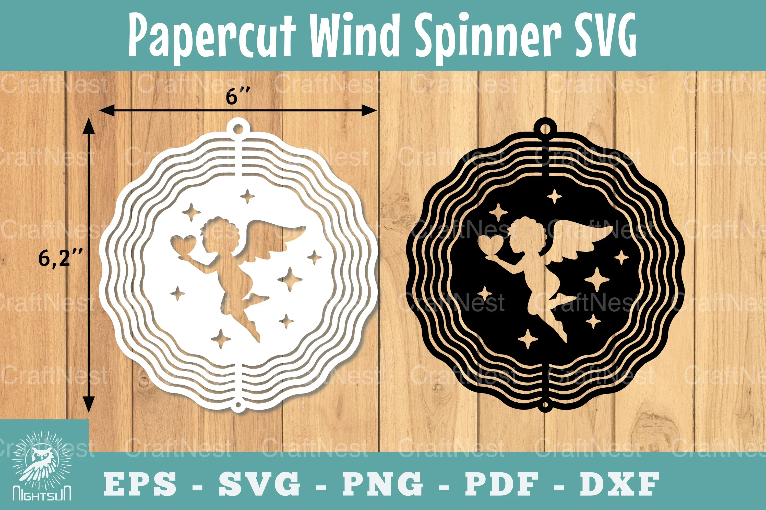 Angel With Love Papercut Wind Spinner Clipart Bundle