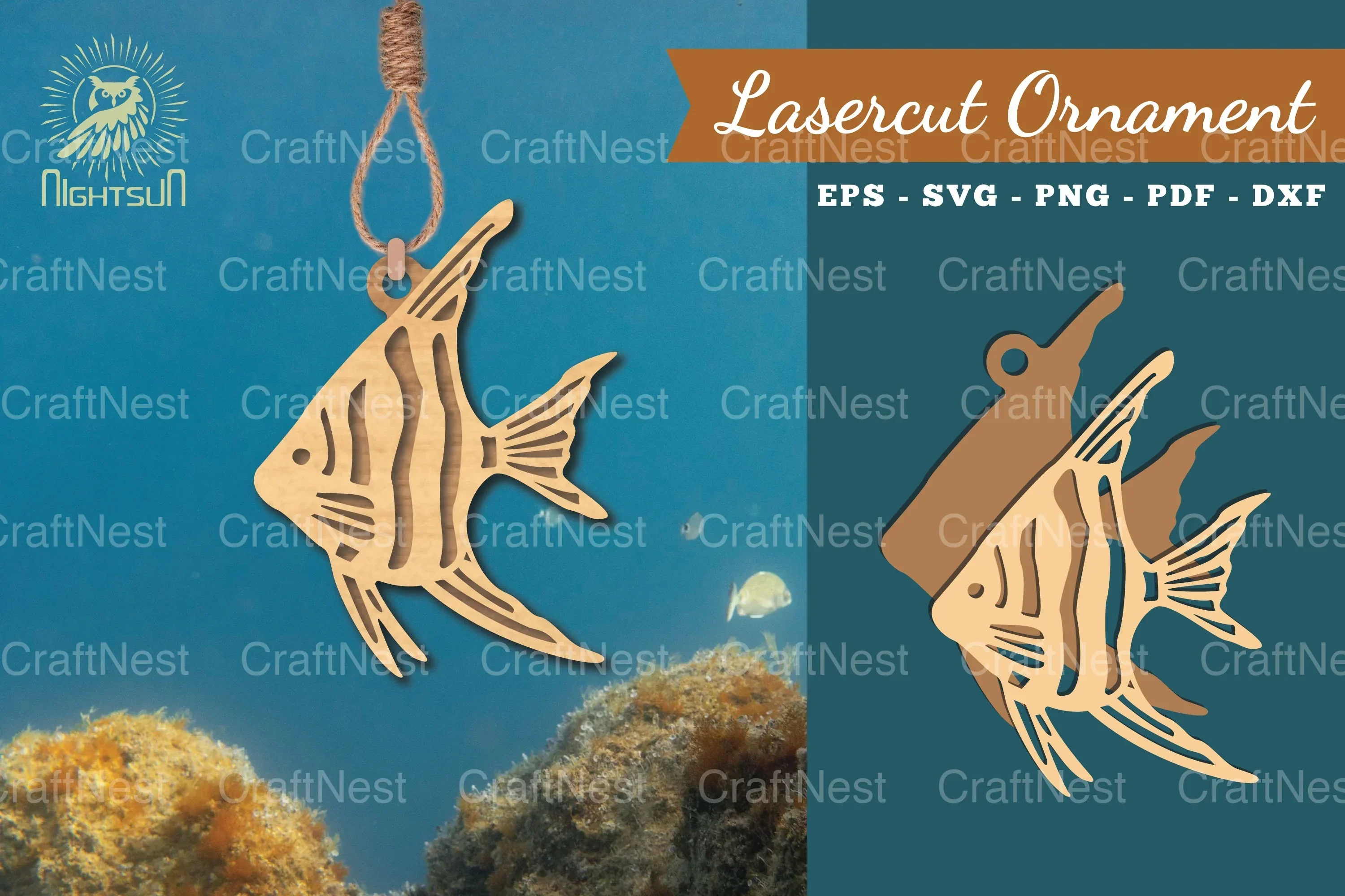Angelfish Laser Cut Ornament Clipart Bundle