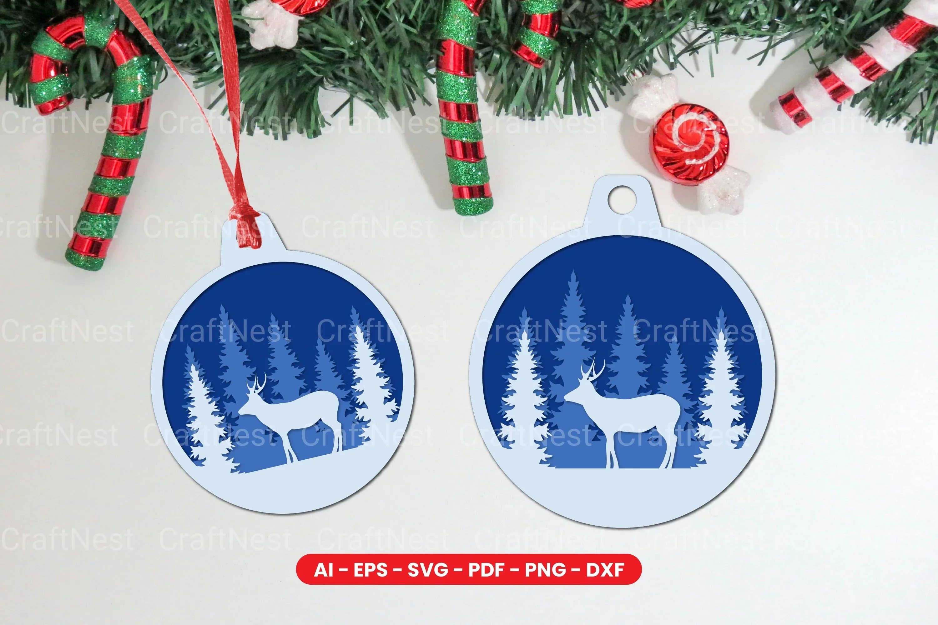 Animal Christmas Tree Ornament Layered Laser Cut SVG Bundle