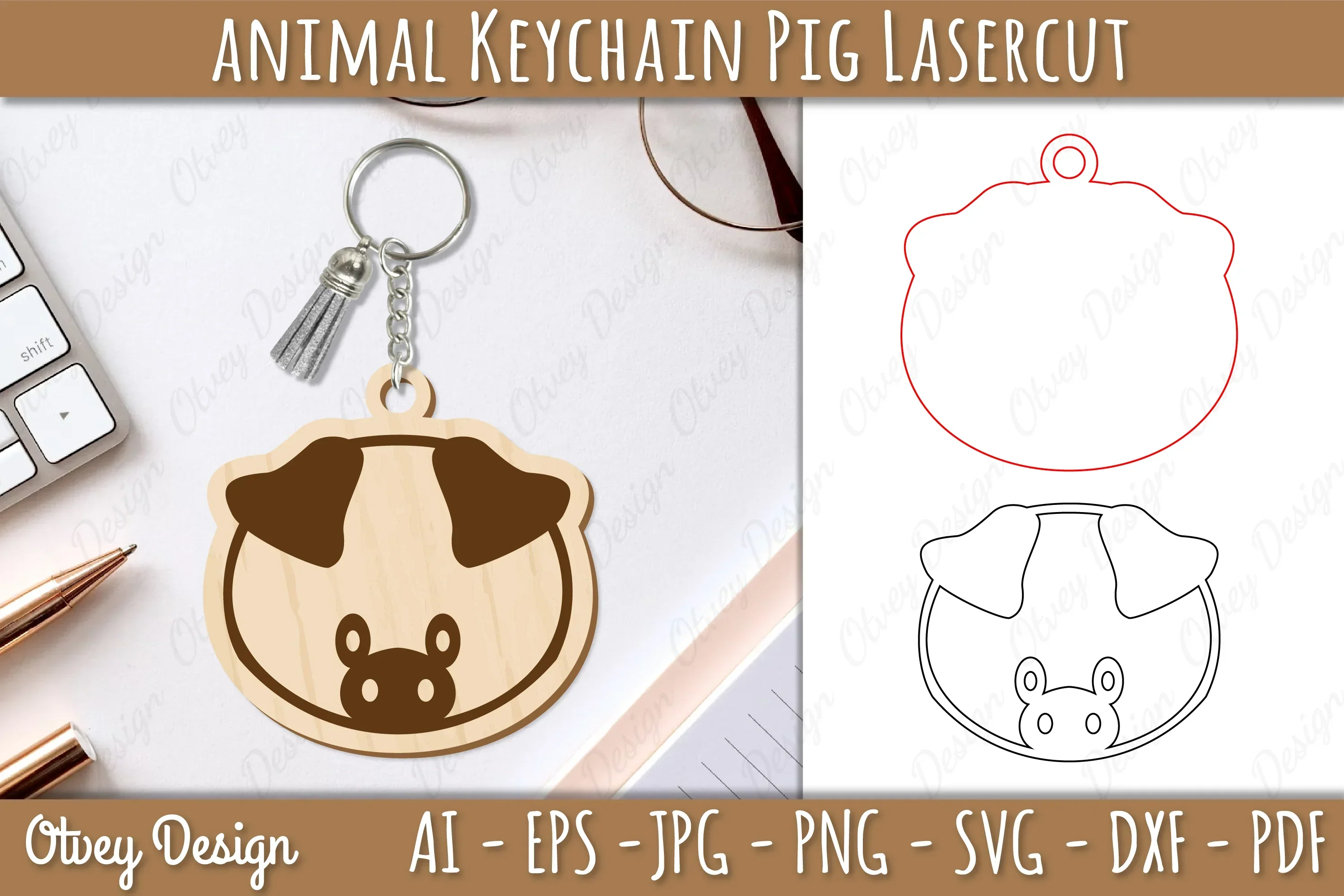 Animal Head Keychain SVG Bundle