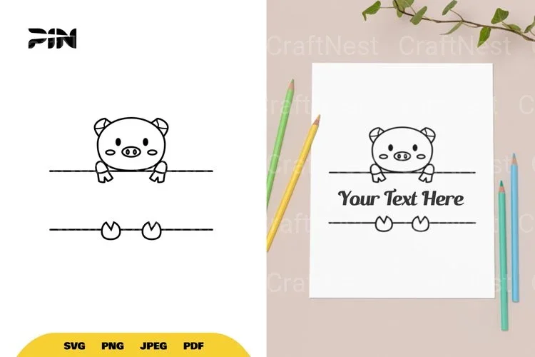 Animal Split Border Pig SVG Bundle
