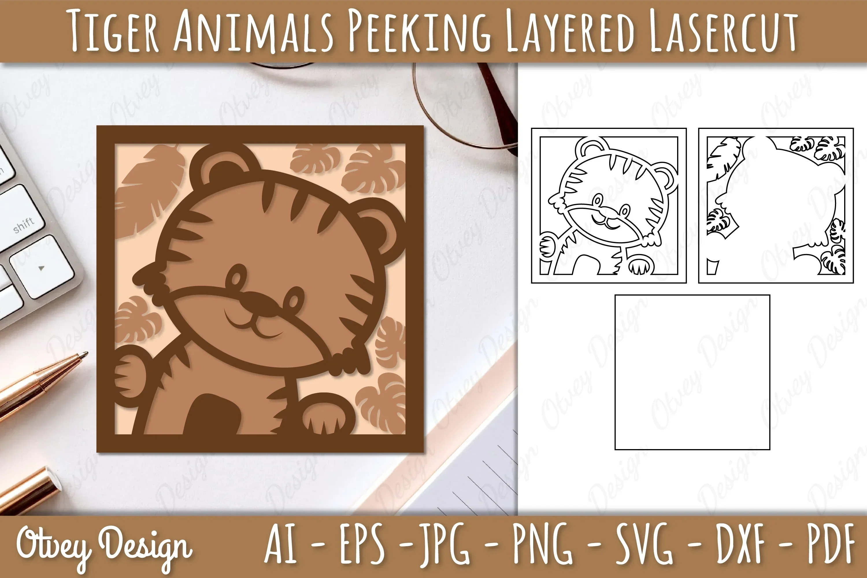 Animals Peeking Layered Lasercut SVG Bundle