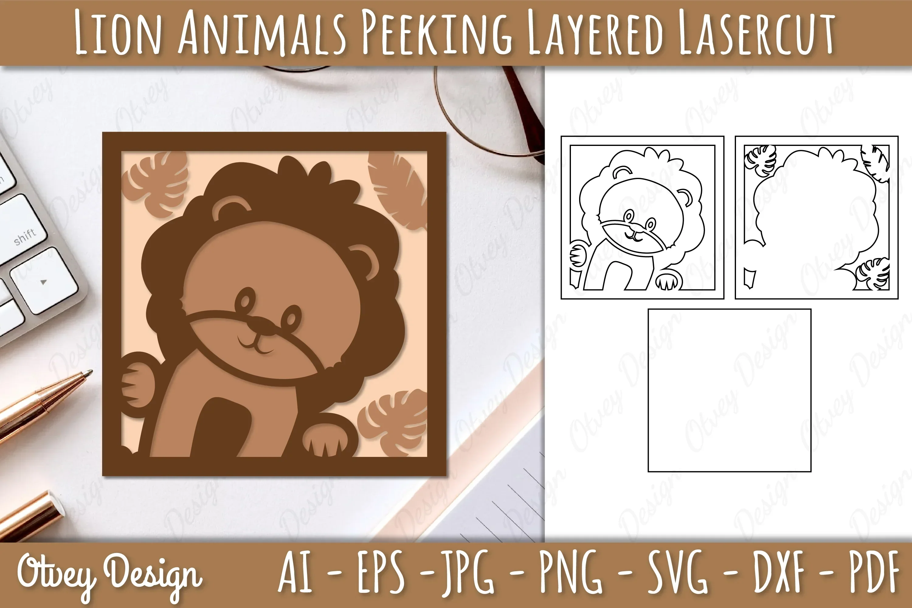 Animals Peeking Layered Lasercut SVG Bundle