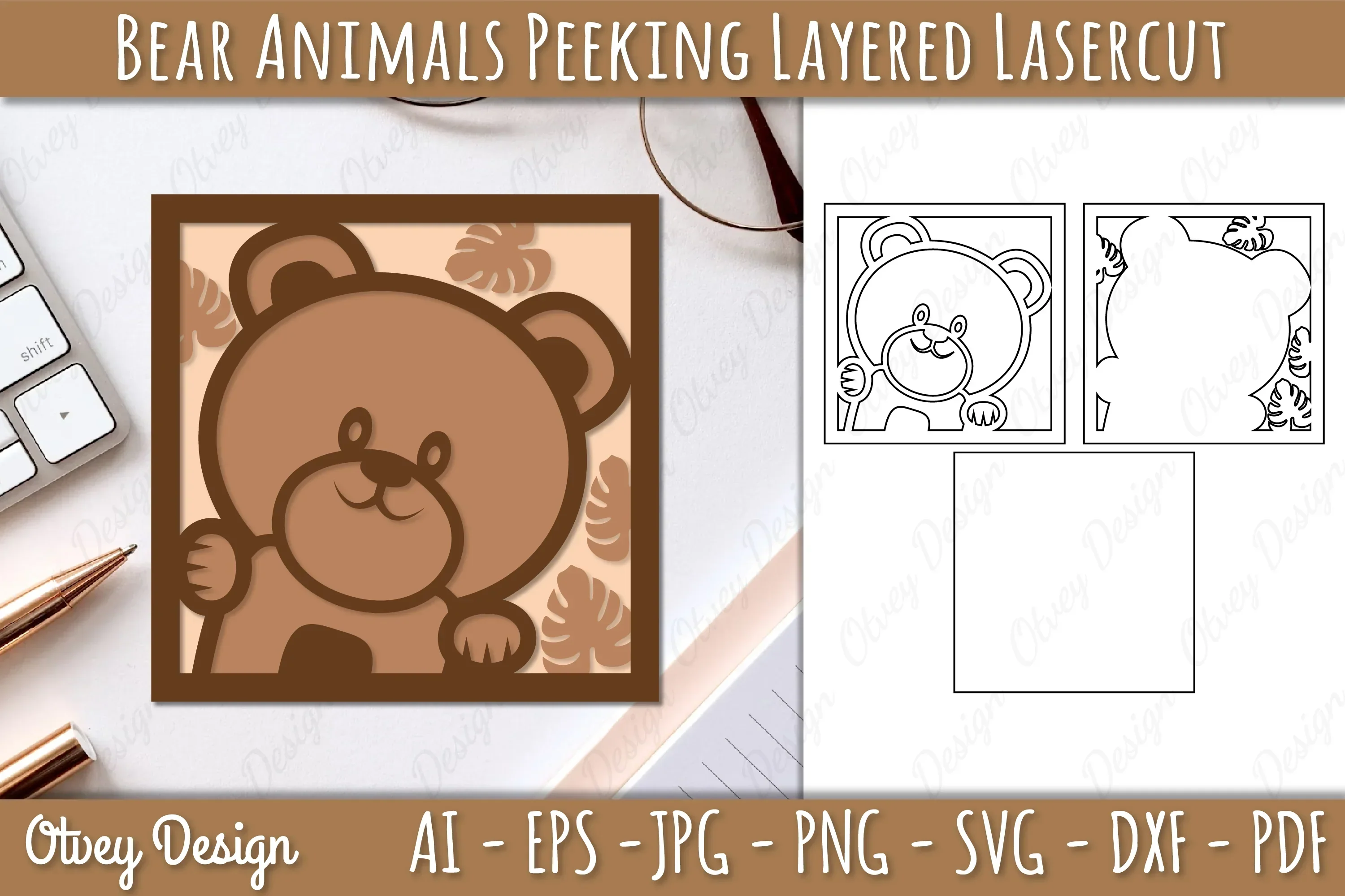 Animals Peeking Layered Lasercut SVG Bundle